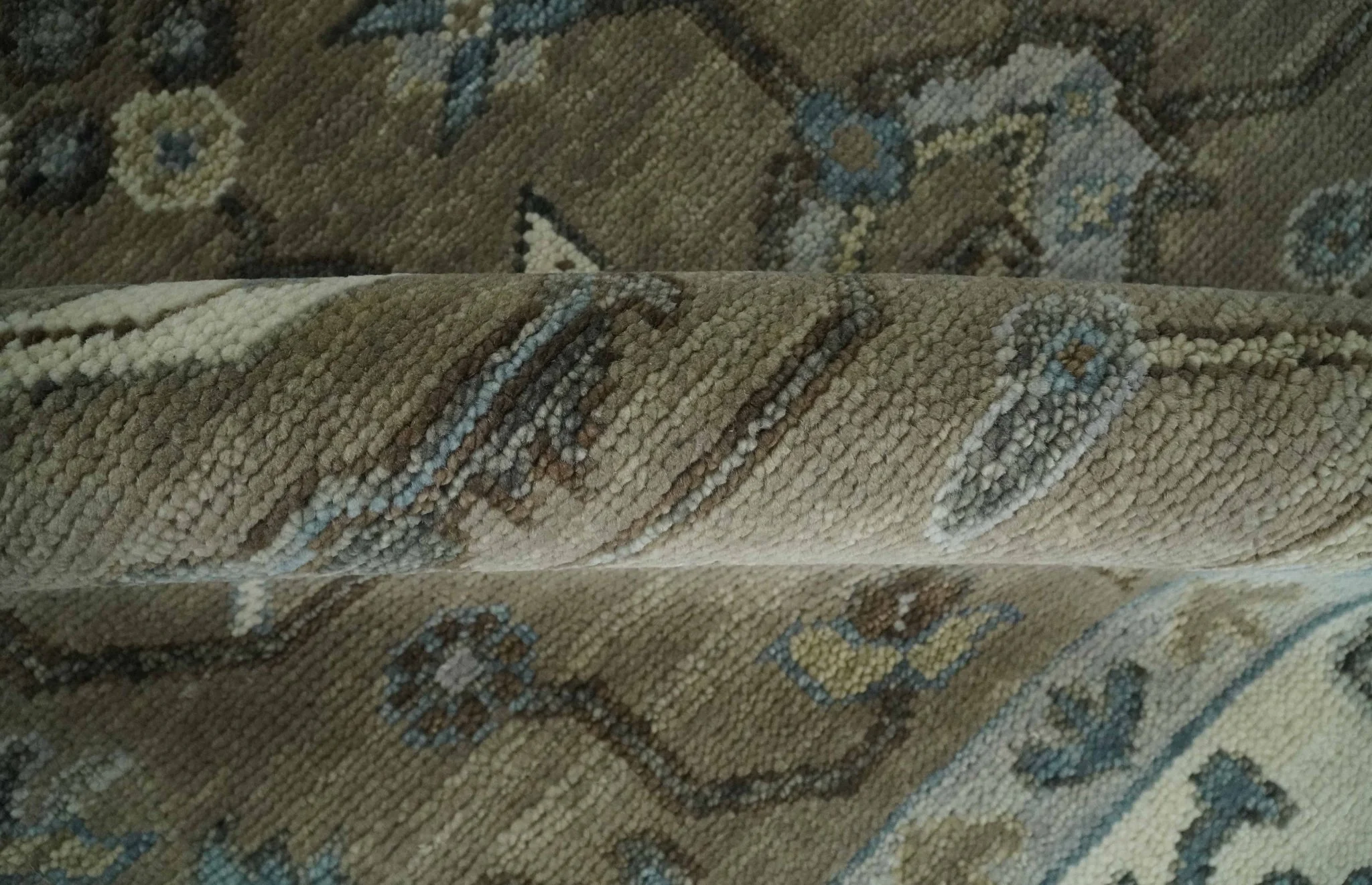 Custom Made Antique look Hand Knotted Beige, Ivory and Silver Oriental Oushak Multi Size Traditional Wool Area Rug - Image 6
