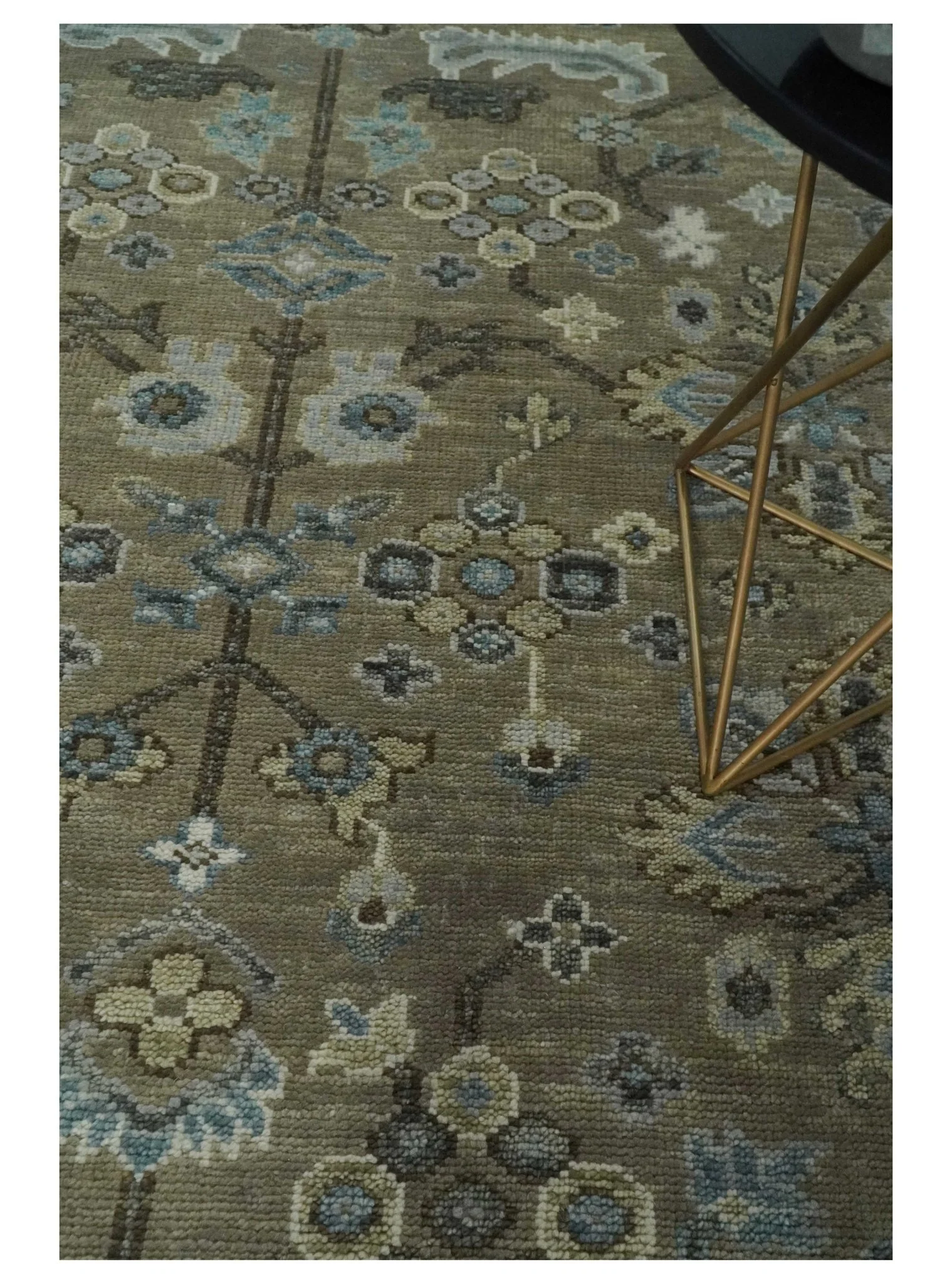 Hand Knotted Beige, Ivory and Silver Oriental Oushak 9x12 Traditional Wool Area Rug - Image 2