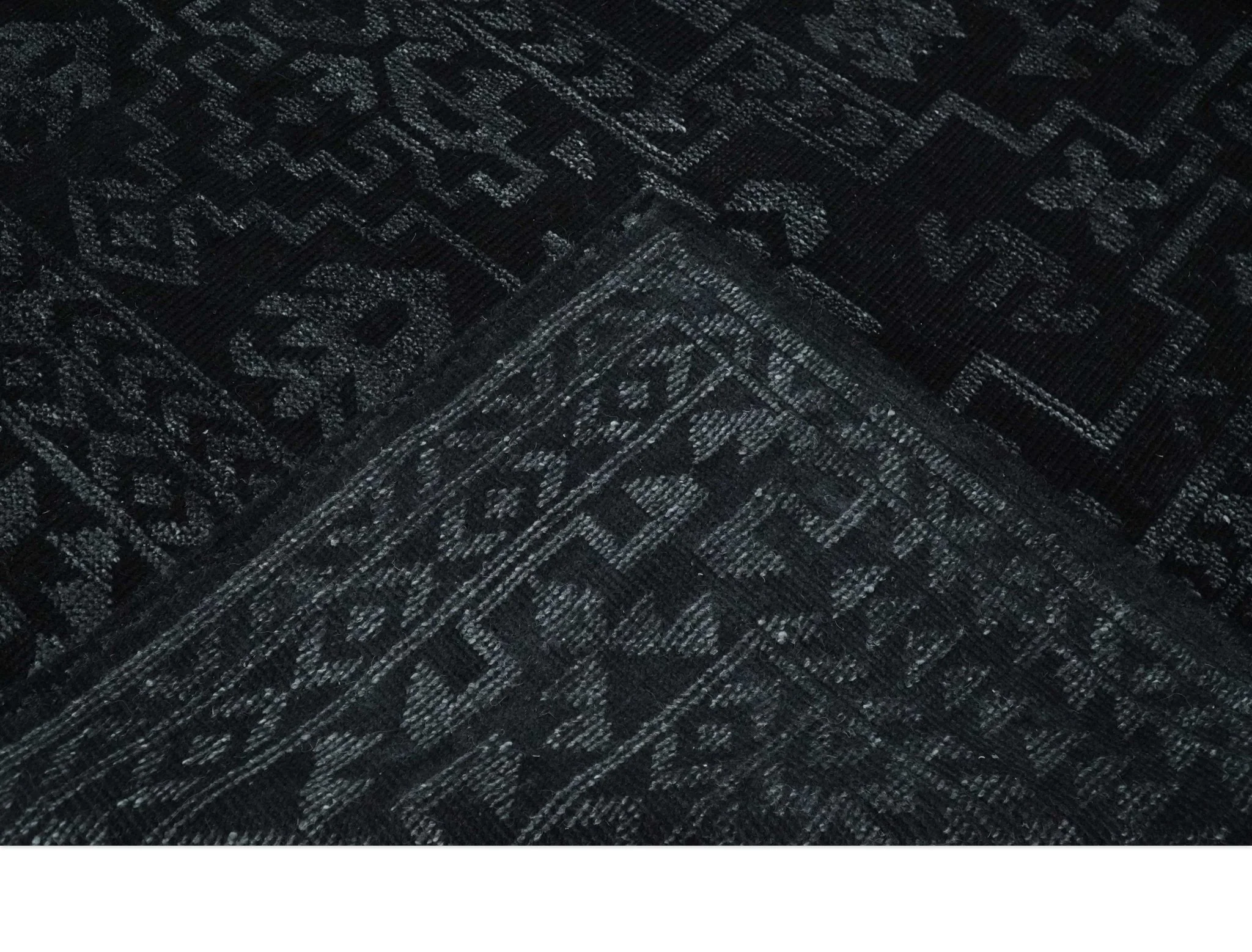 Antique Style Black and Silver 8.4x9.8 hand knotted Traditional wool Area rug - Image 8