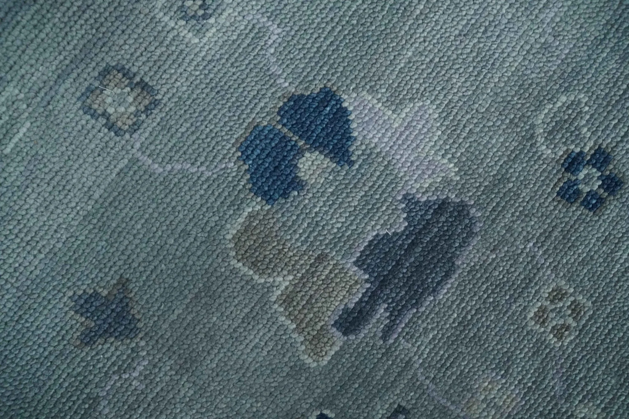 Custom made Antique style Blue and Silver Hand Knotted Oushak Wool Area Rug - Image 4