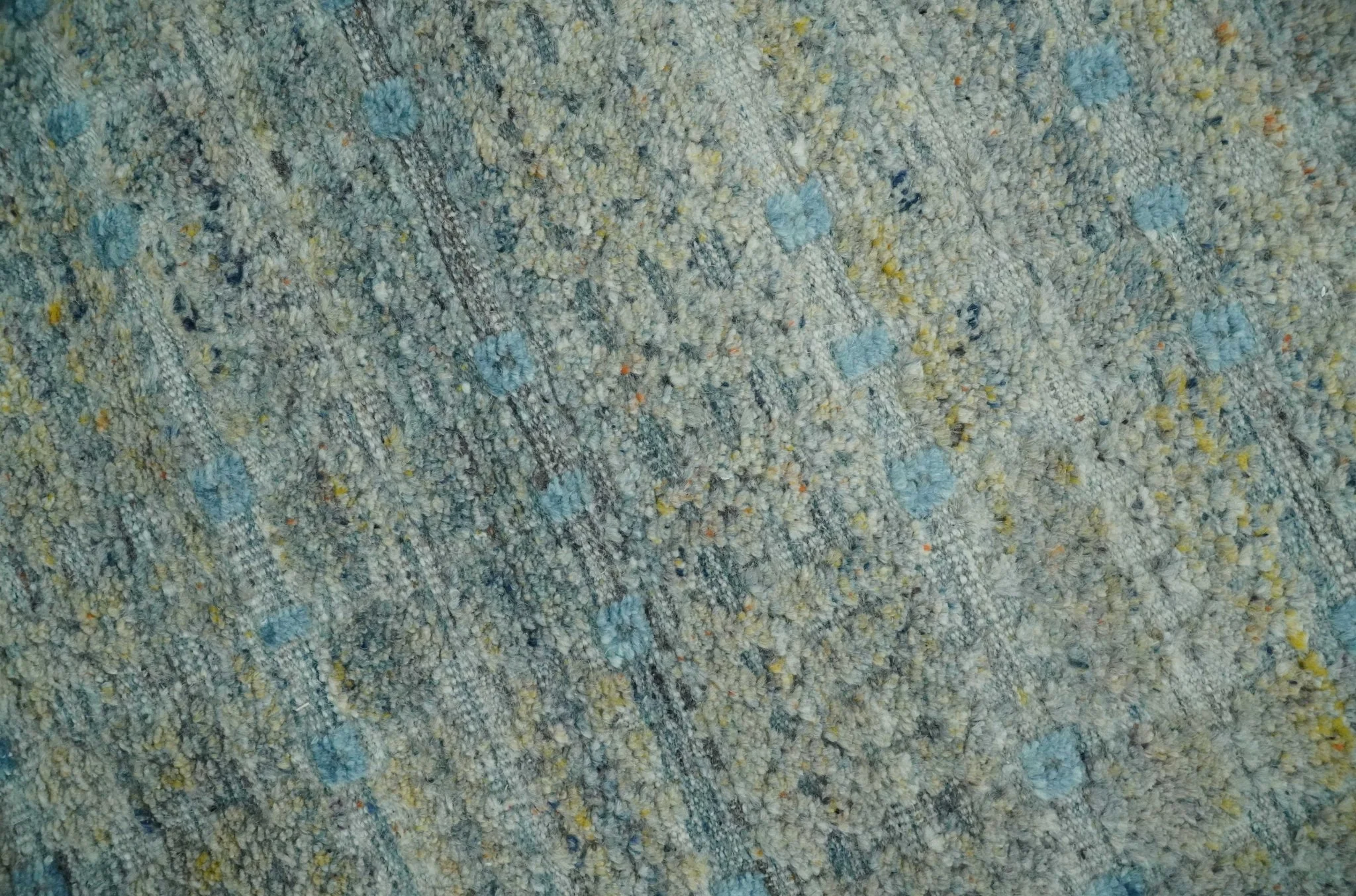 Large Blue, Beige and Gray Hand carved Texture Hand knotted 10x14 wool Area Rug - Image 4