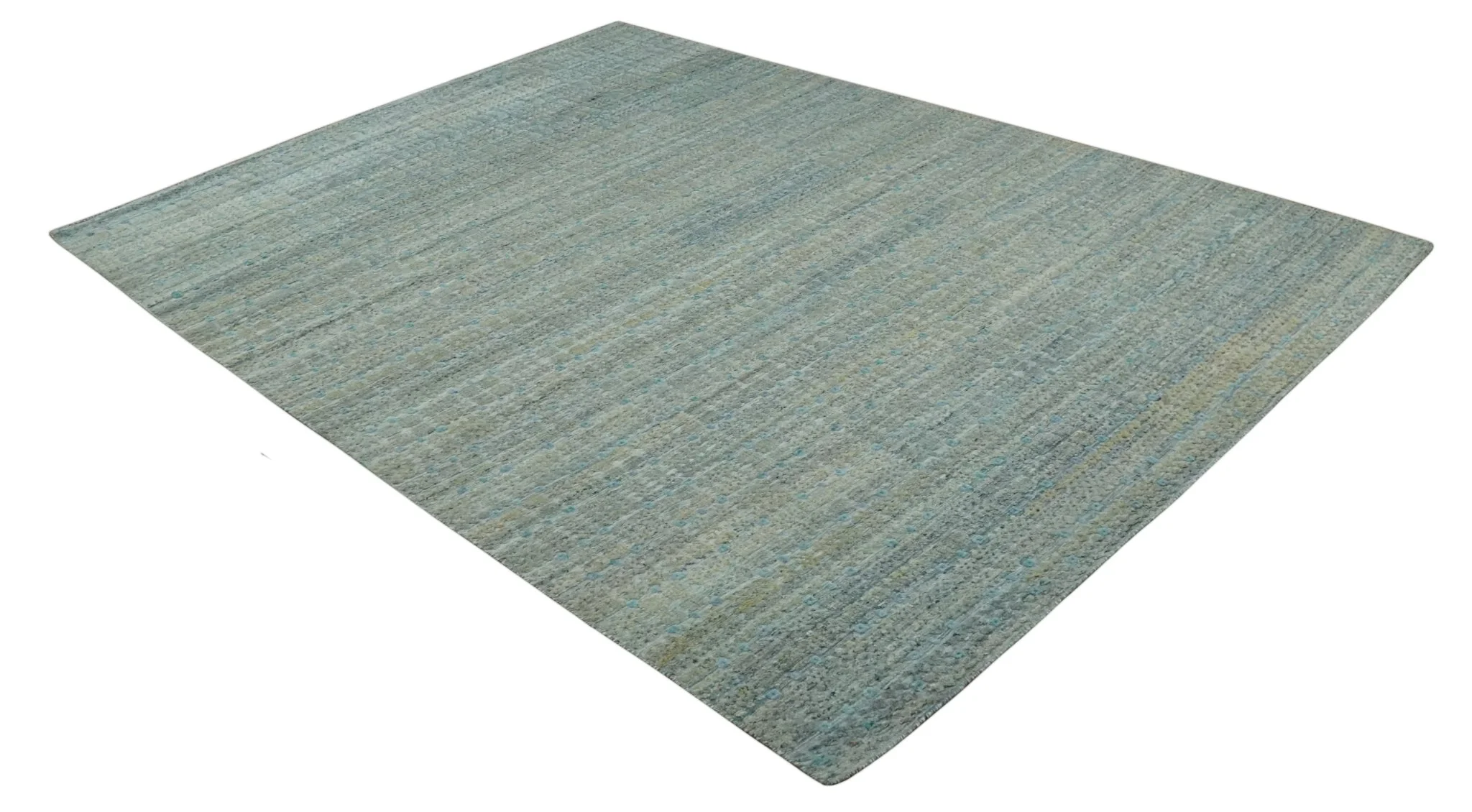 Large Blue, Beige and Gray Hand carved Texture Hand knotted 10x14 wool Area Rug - Image 9