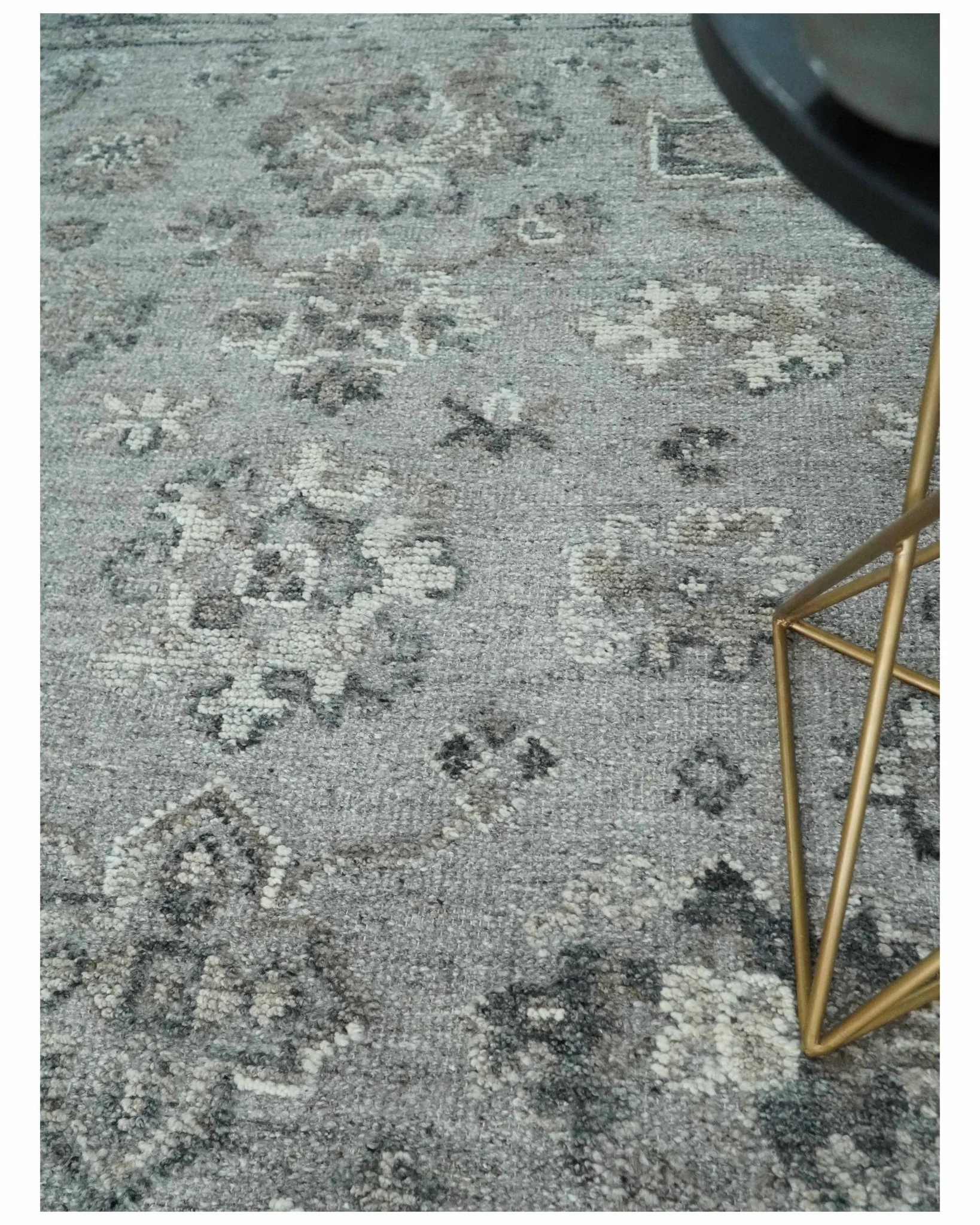 Antique Style Charcoal and Ivory Hand knotted 8.6x9.10 Oushak Design wool area rug - Image 2