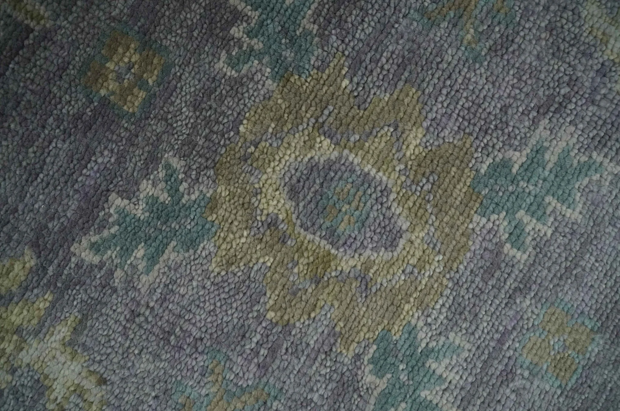 Custom Made Antique look Plum and Brown Hand Knotted Traditional Oushak Wool Area Rug - Image 4