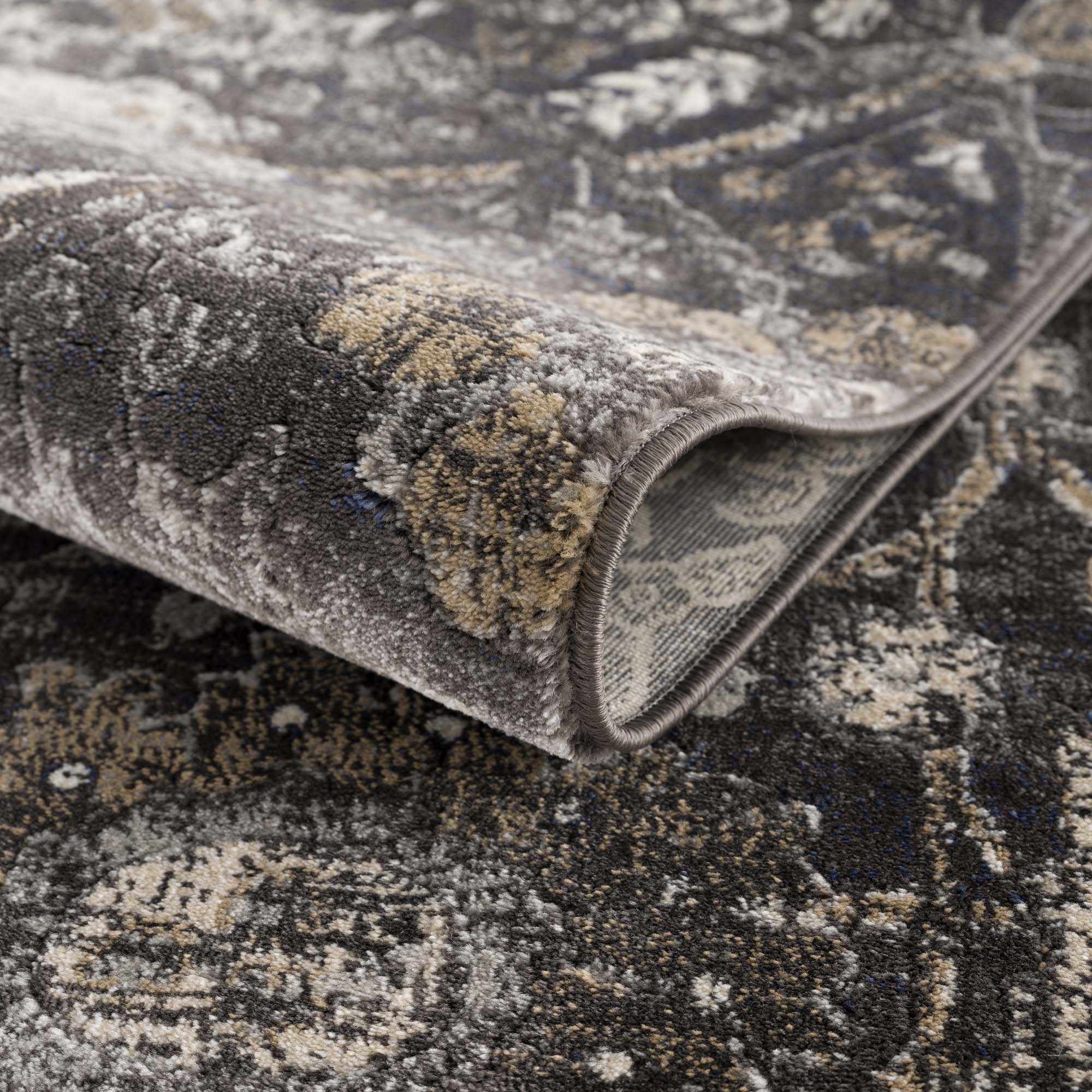 Vintage Style charcoal, Beige and Ivory Traditional oriental Oushak rug - Image 4