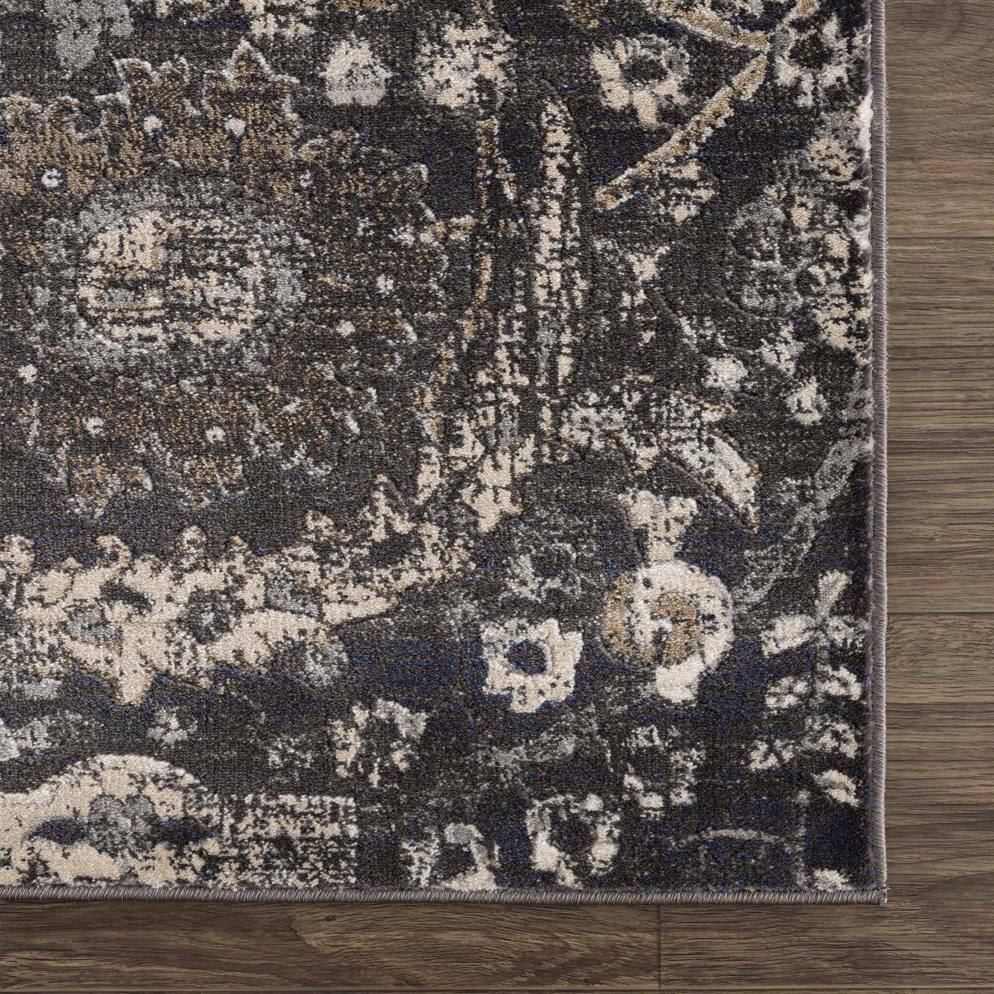 Vintage Style charcoal, Beige and Ivory Traditional oriental Oushak rug - Image 6