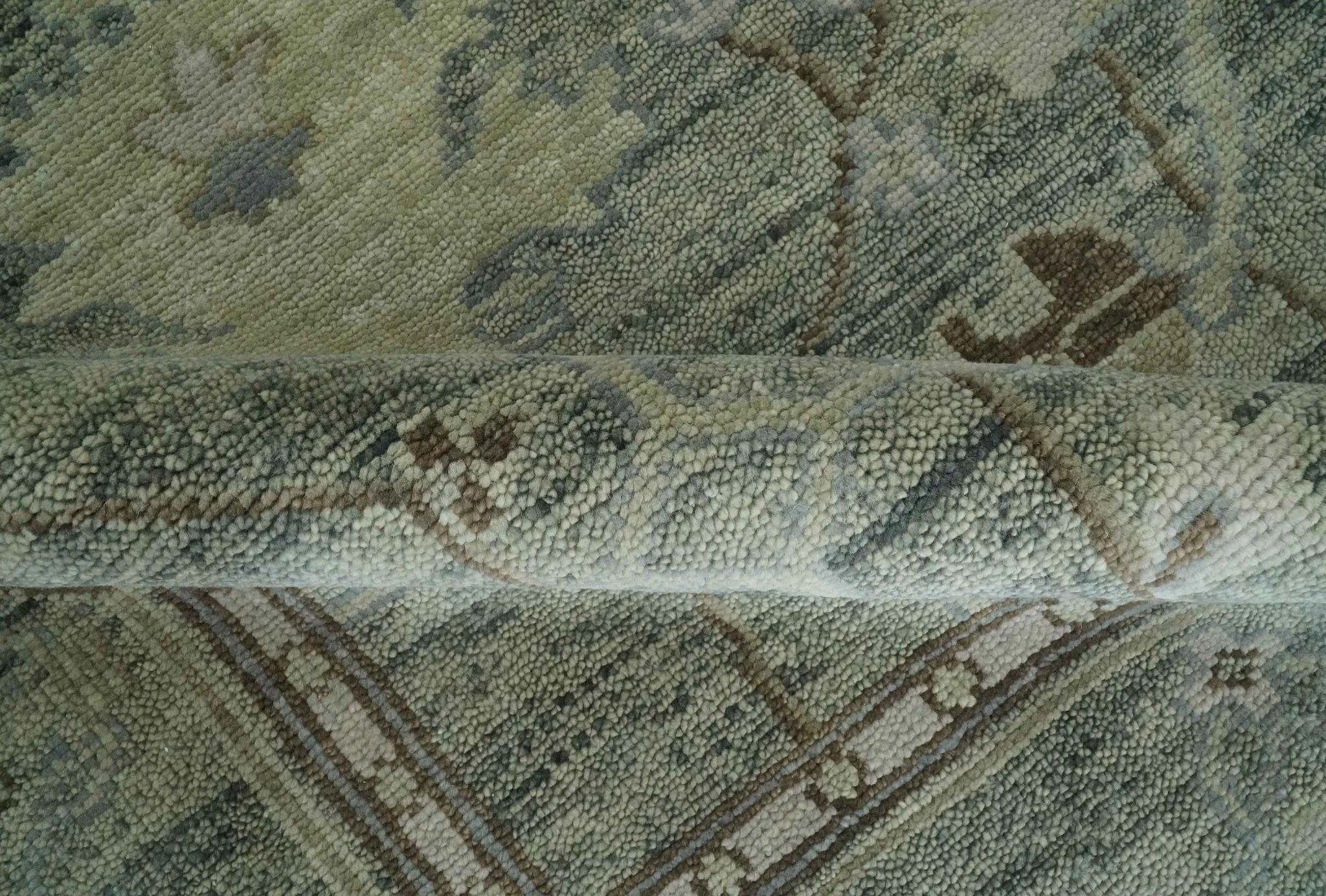 Custom Made Hand Knotted Gray and Brown Oriental Oushak Multi Size Traditional Wool Areaa Rug - Image 6