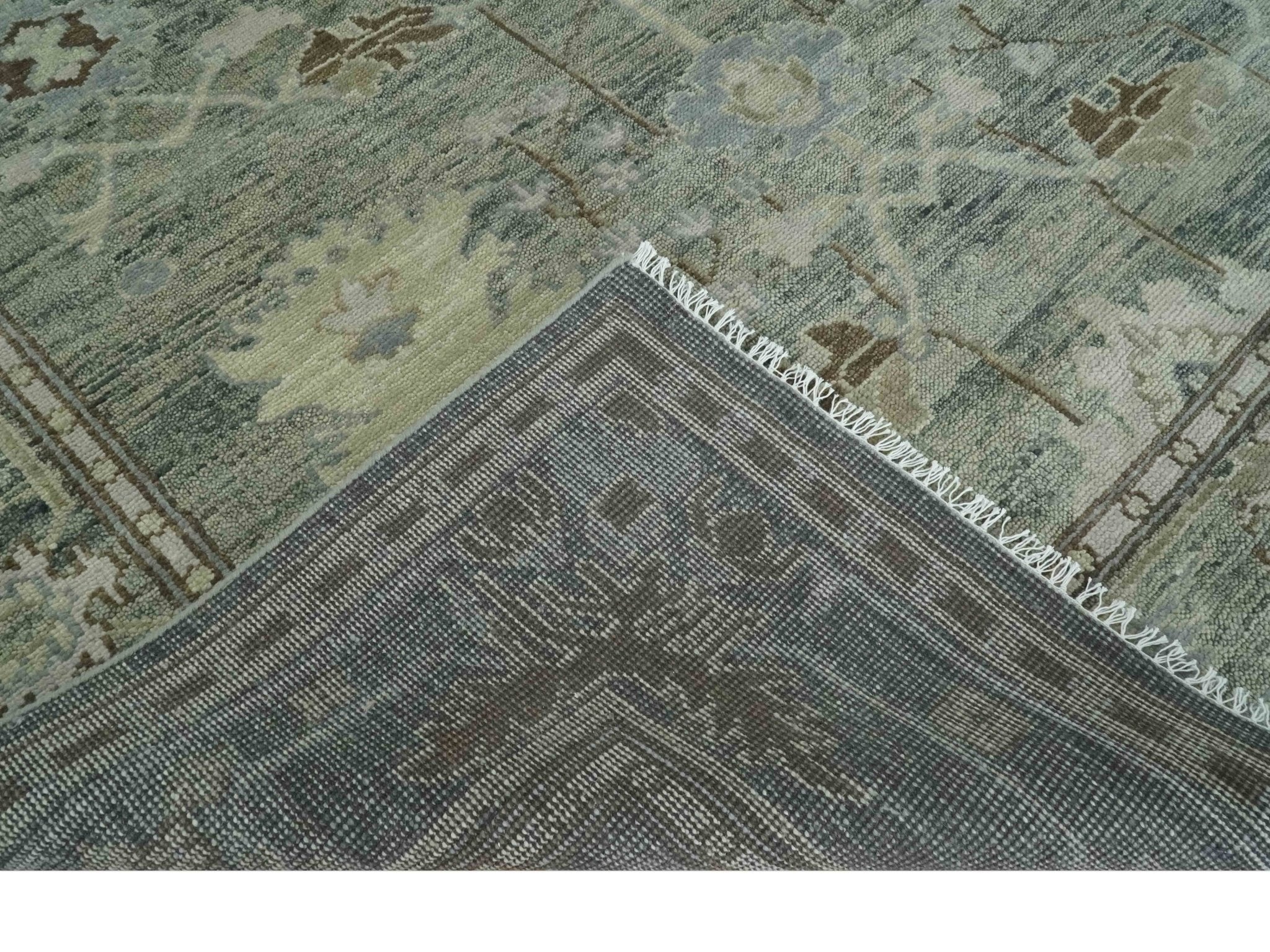 Custom Made Hand Knotted Gray and Brown Oriental Oushak Multi Size Traditional Wool Areaa Rug - Image 7