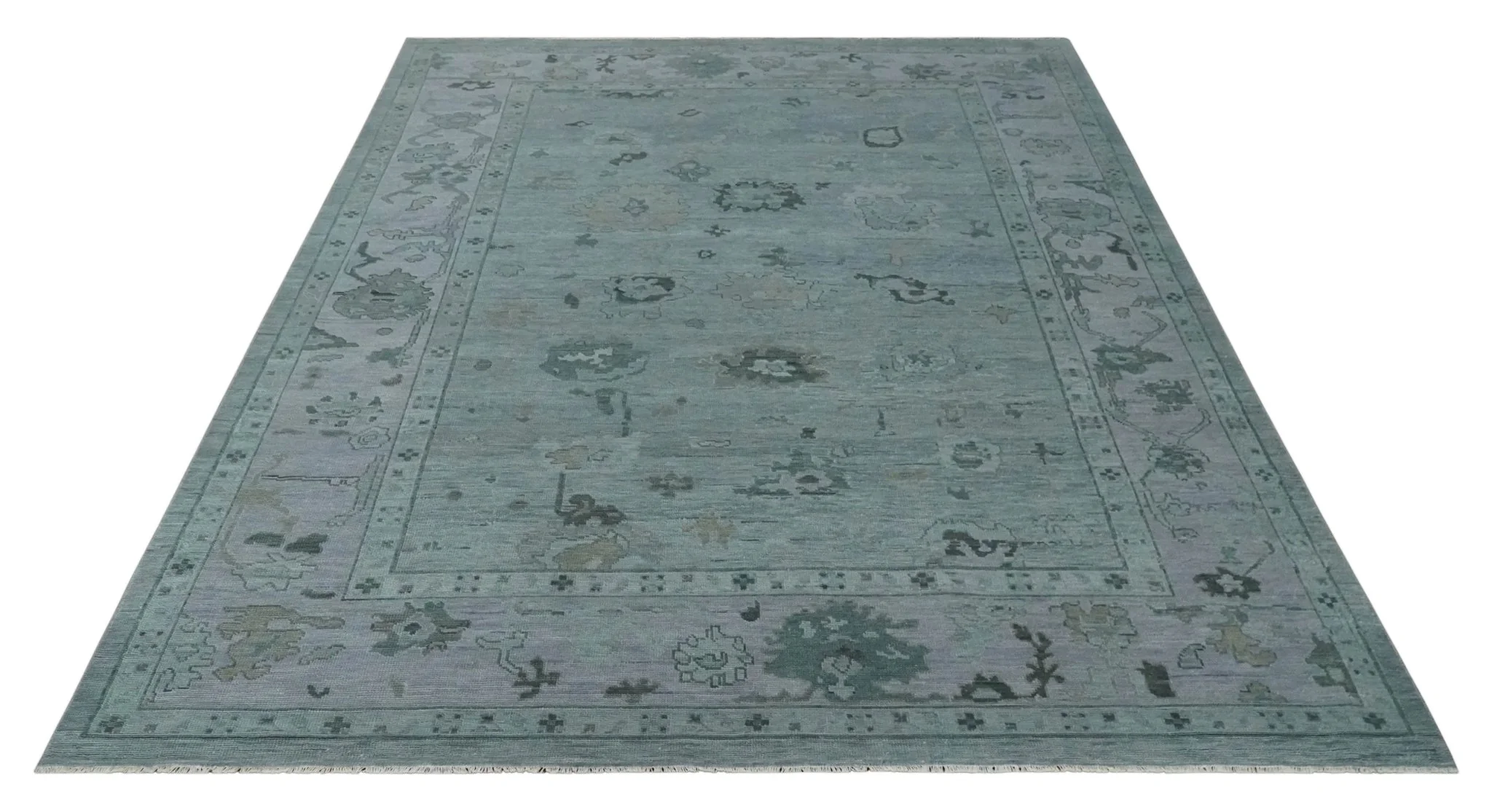 Antique style Gray and Silver Hand Knotted Multi Size Oushak Wool Area Rug - Image 10