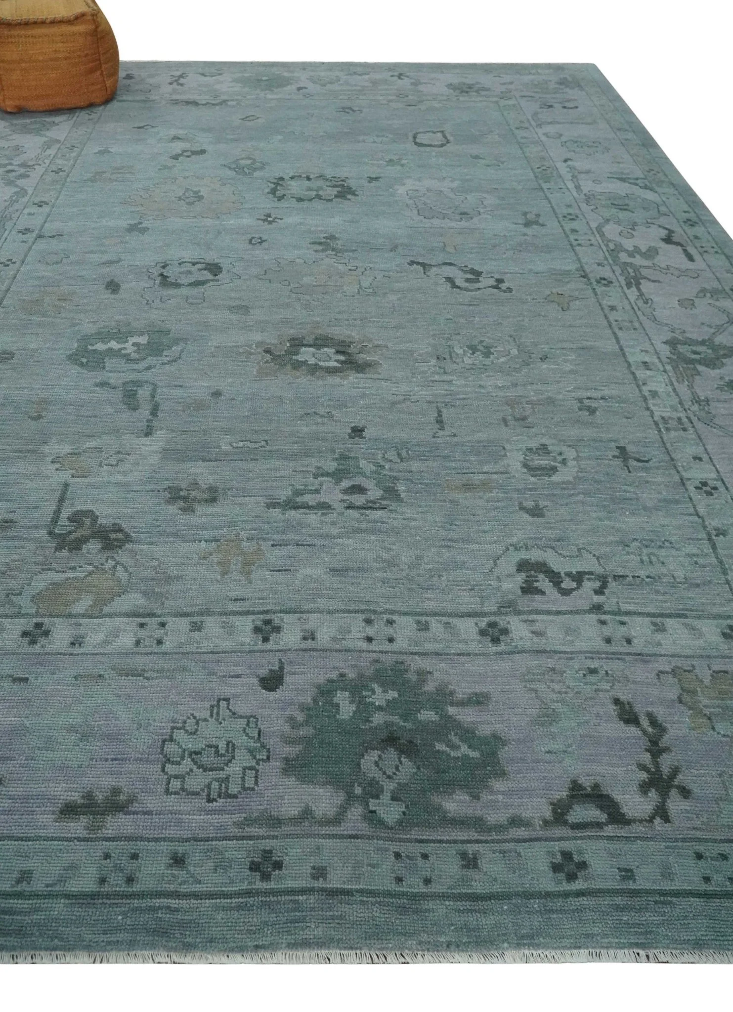 Antique style Gray and Silver Hand Knotted Multi Size Oushak Wool Area Rug - Image 3