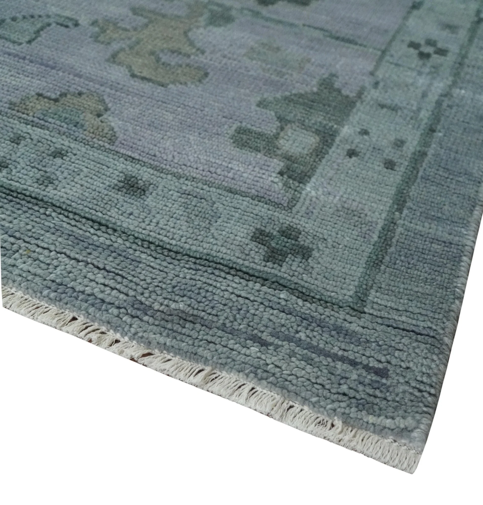 Antique style Gray and Silver Hand Knotted Multi Size Oushak Wool Area Rug - Image 5