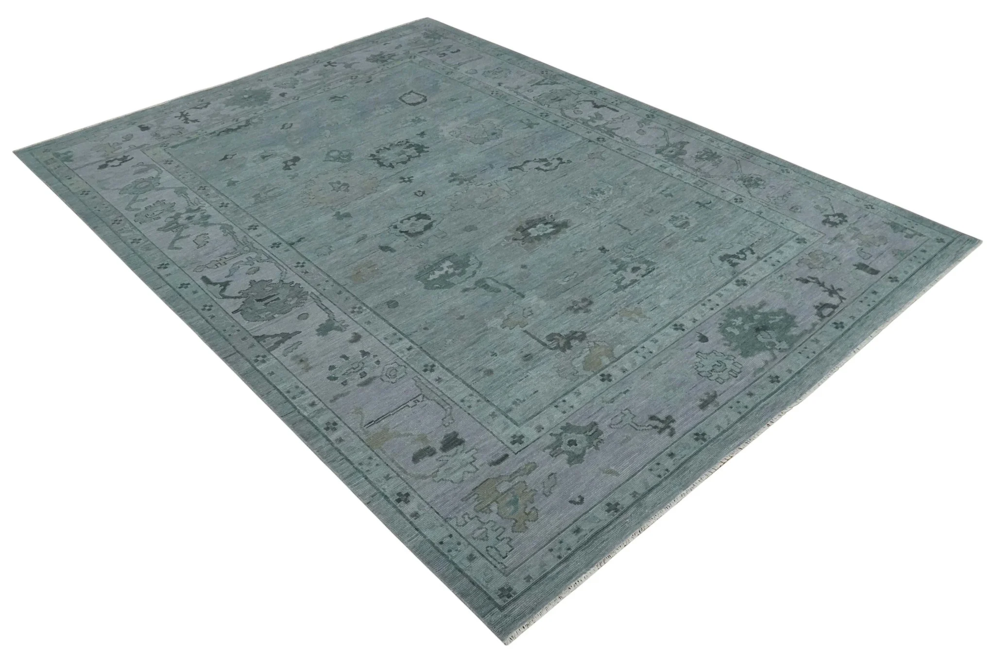 Antique style Gray and Silver Hand Knotted Multi Size Oushak Wool Area Rug - Image 9