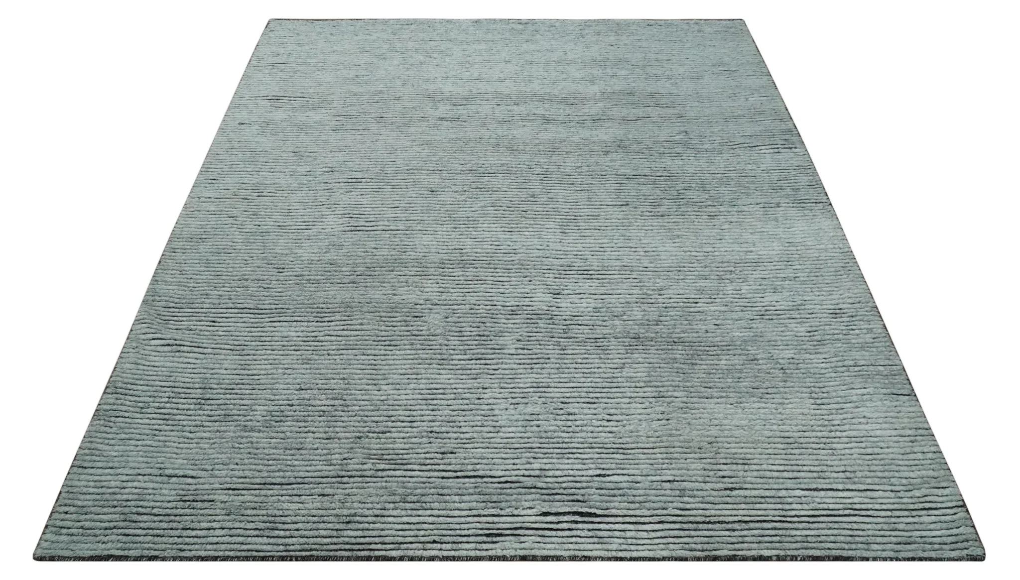 Contemporary look Gray Hand knotted loop Cut 8x10 wool Area Rug - Image 9