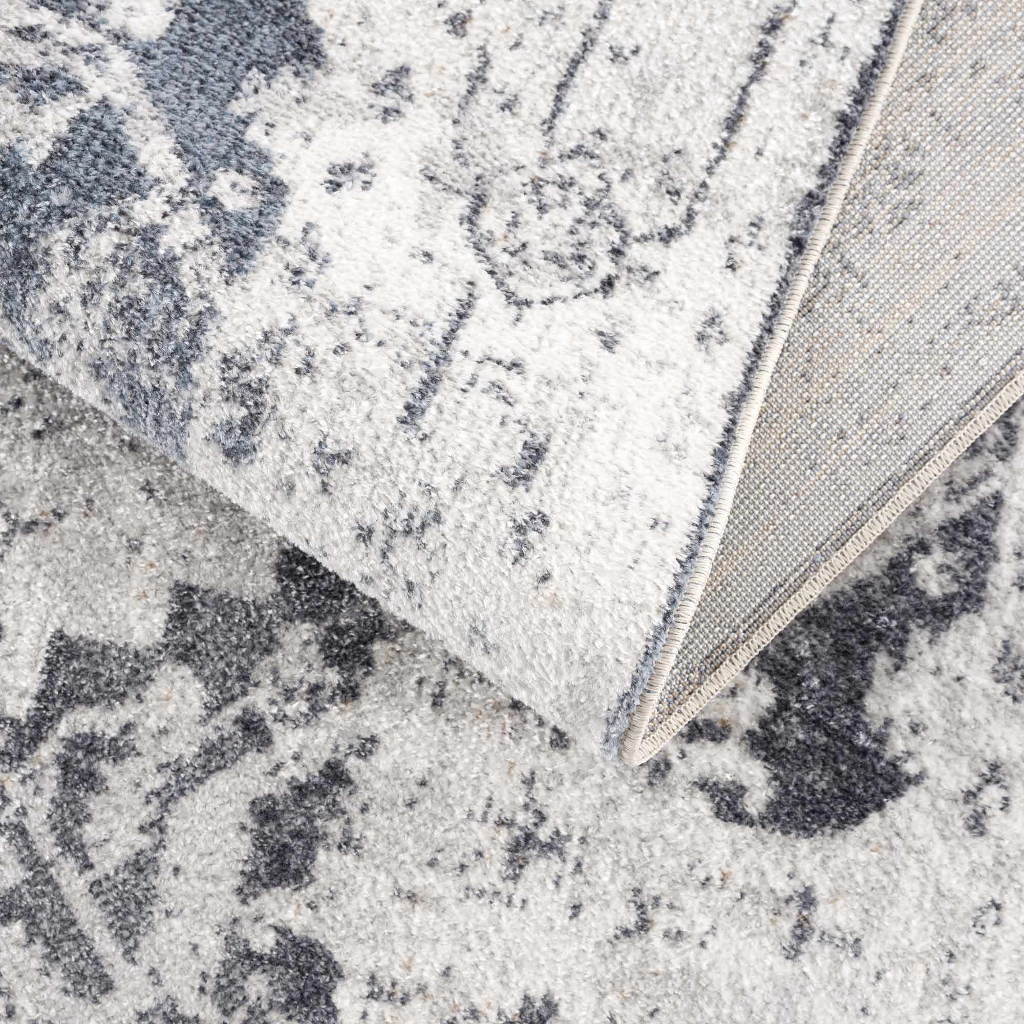 Antique look Ivory And Charcoal Medallion Washable Area Rug - Image 10