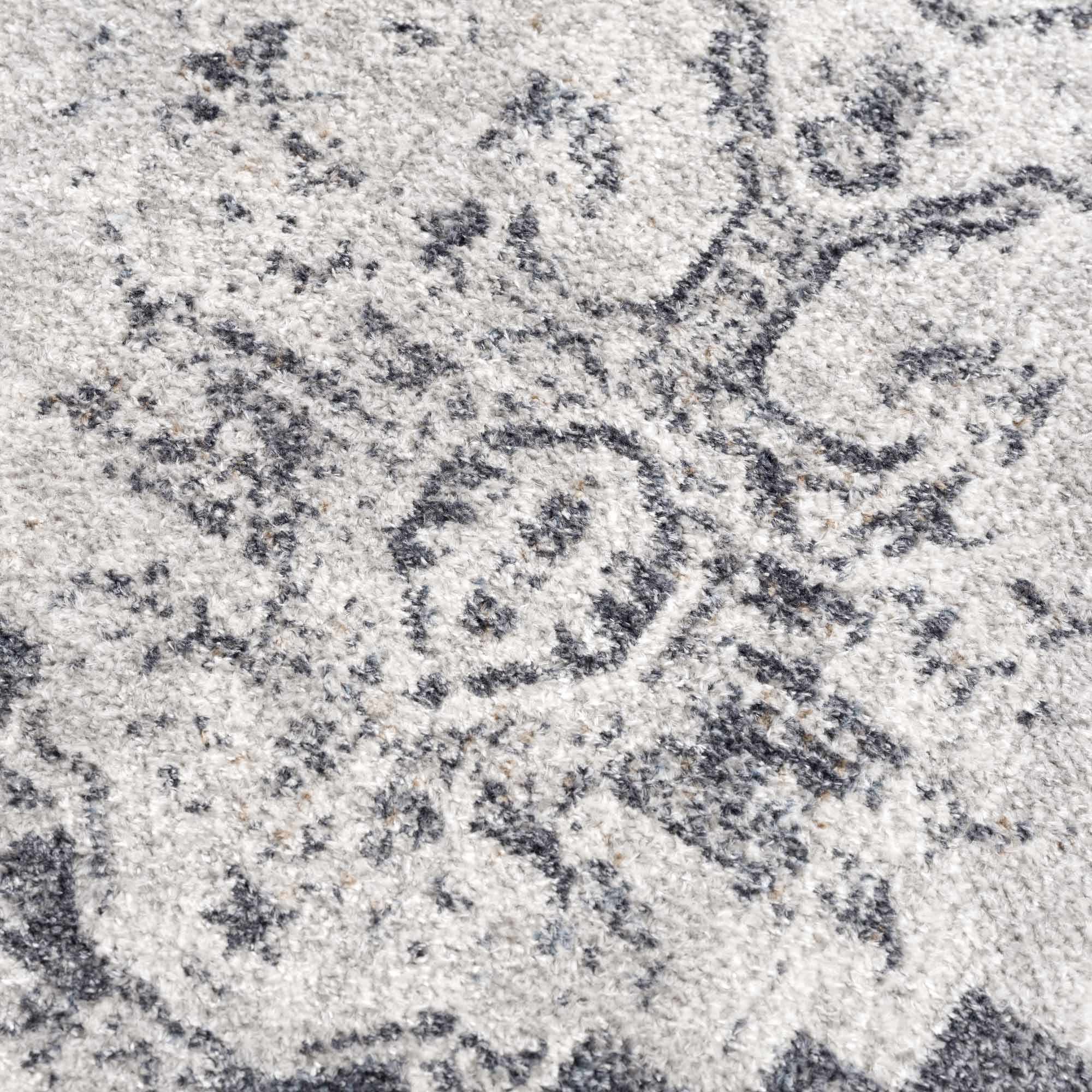 Antique look Ivory And Charcoal Medallion Washable Area Rug - Image 14