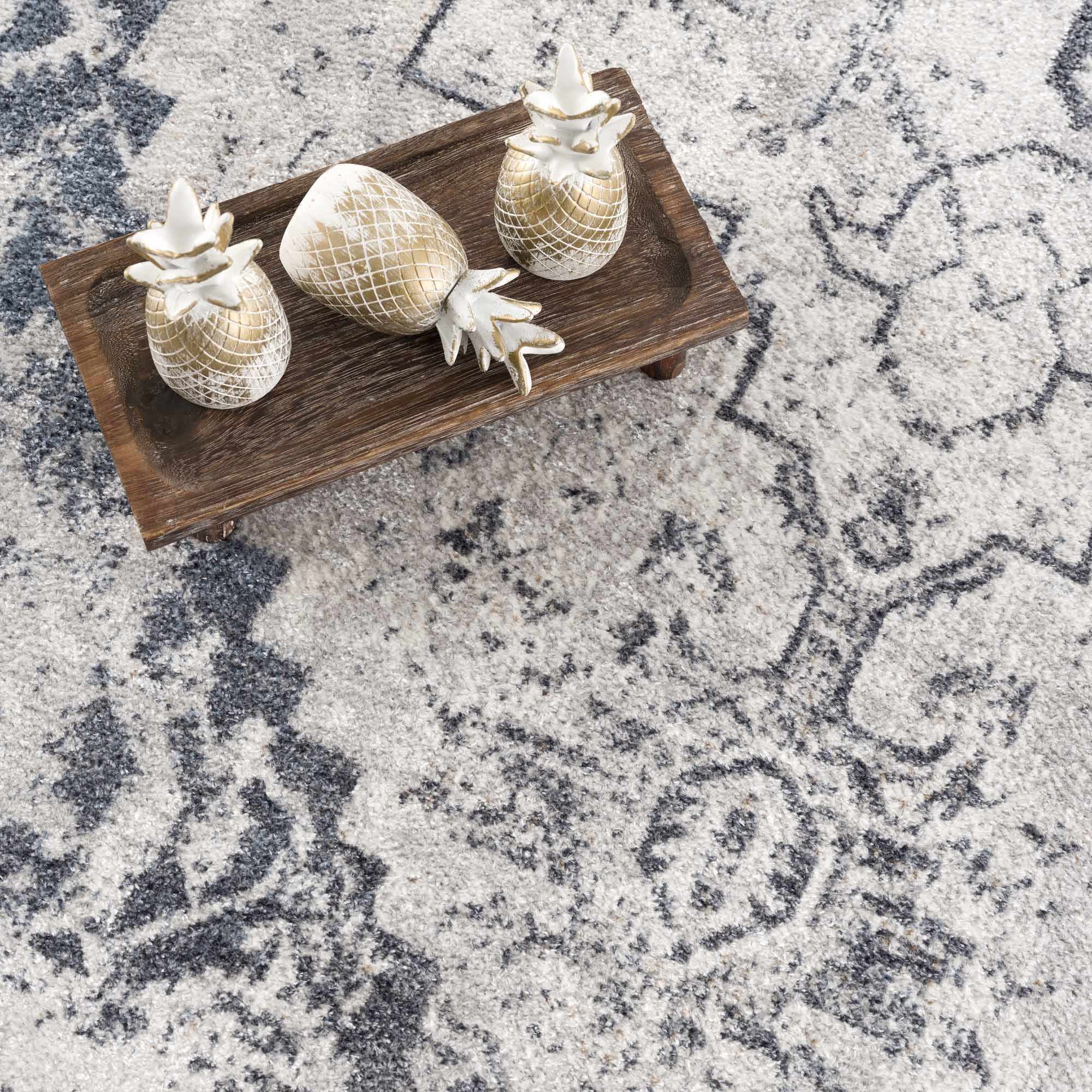 Antique look Ivory And Charcoal Medallion Washable Area Rug - Image 15