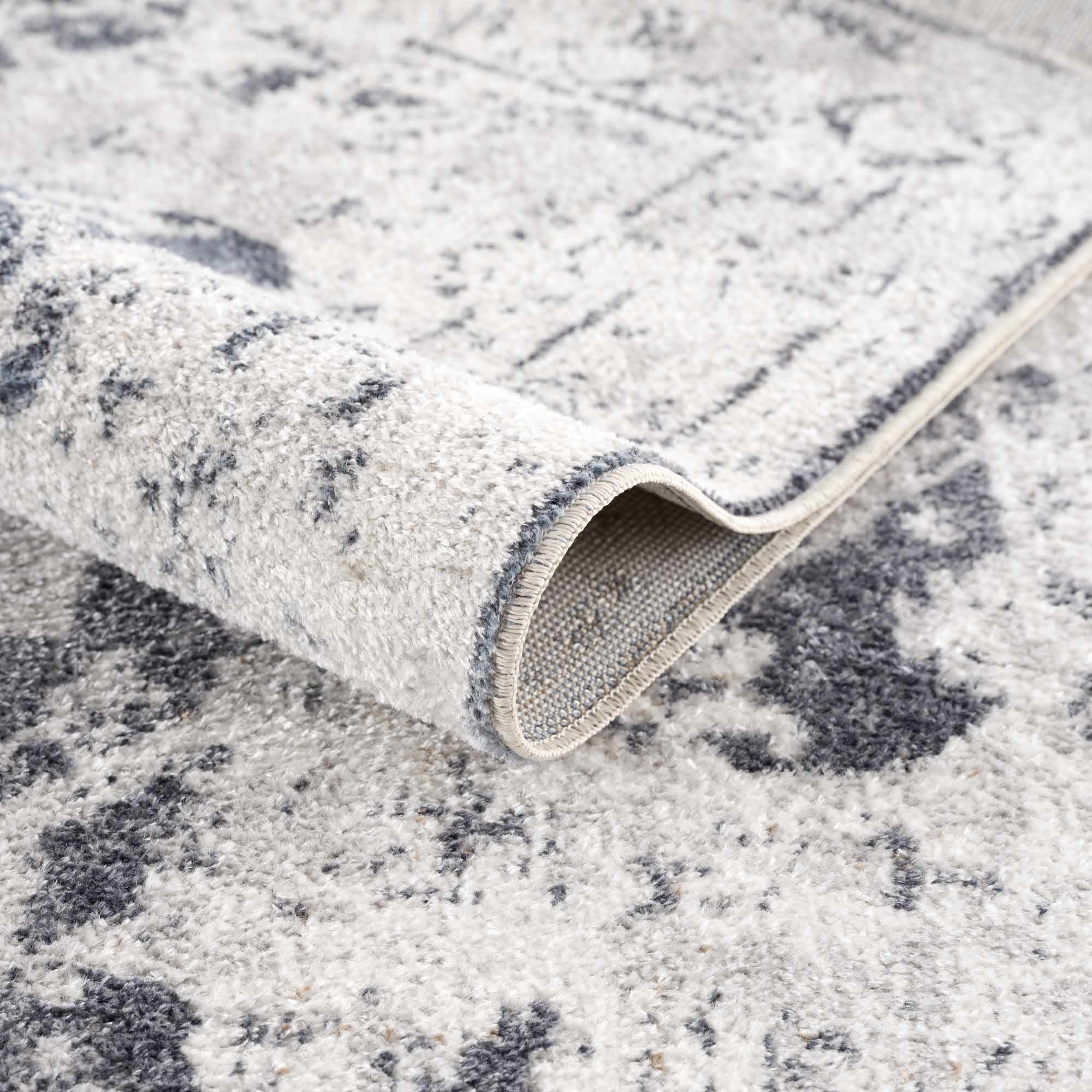 Antique look Ivory And Charcoal Medallion Washable Area Rug - Image 8