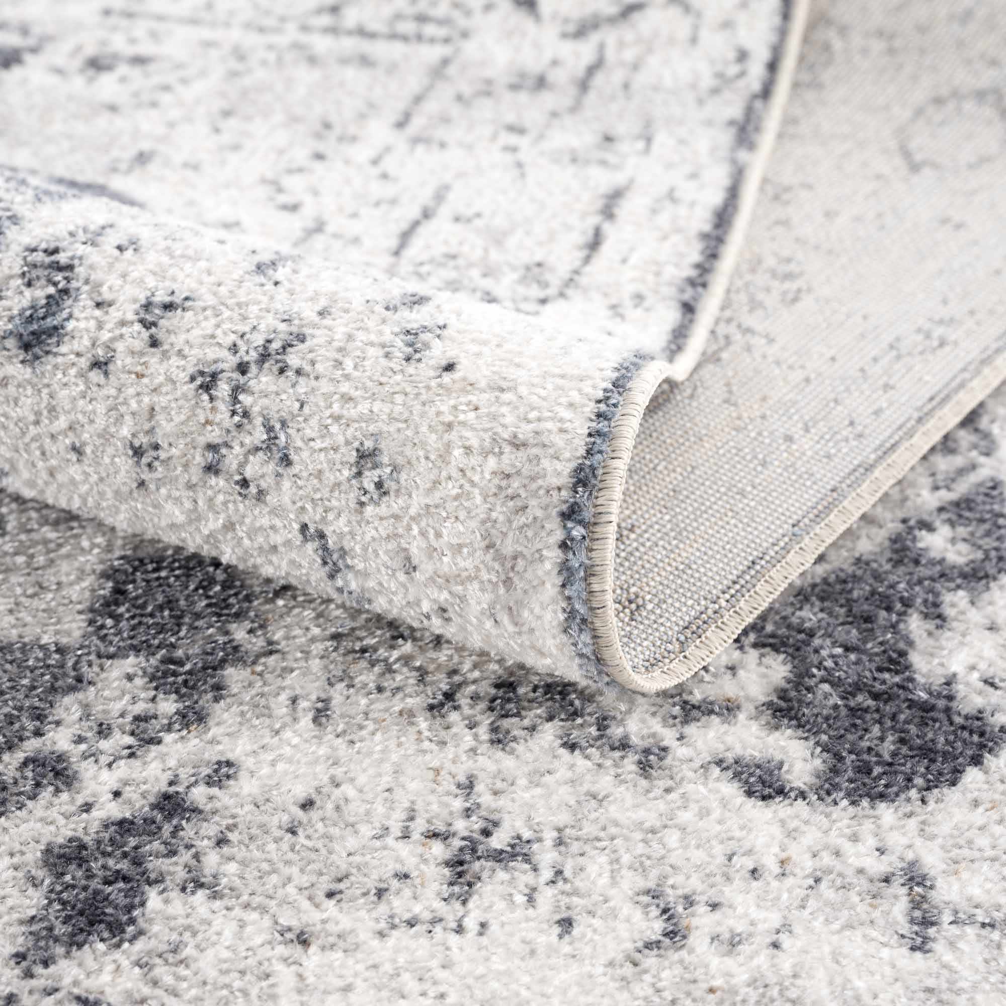 Antique look Ivory And Charcoal Medallion Washable Area Rug - Image 9