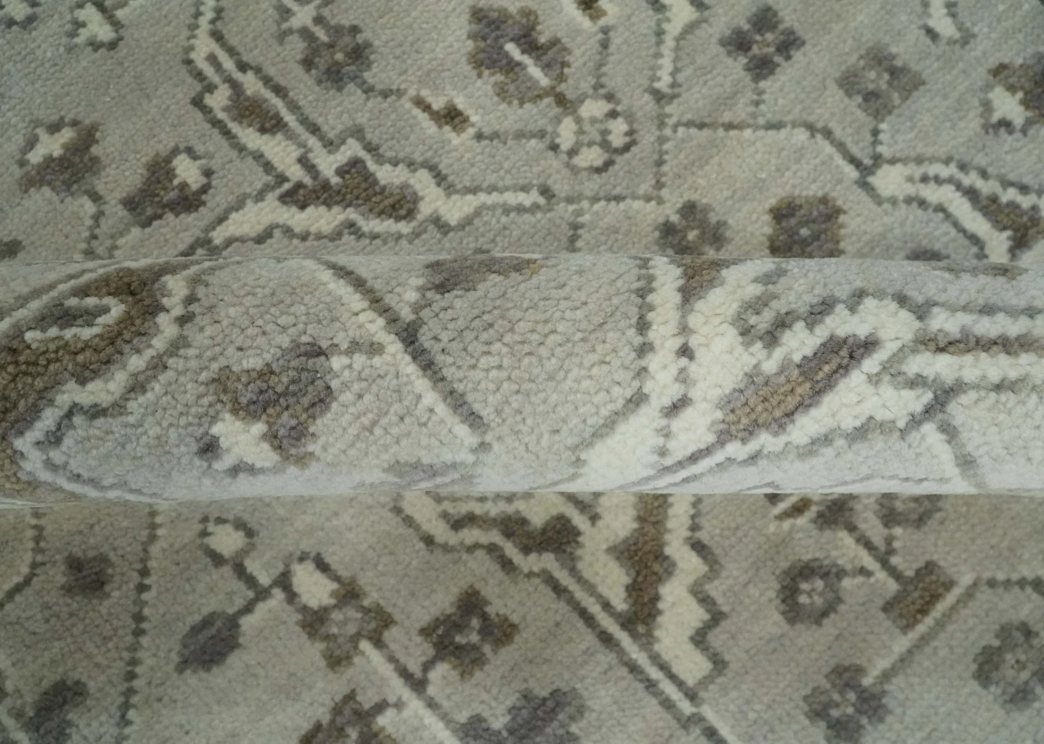 Antique Style Traditional Silver and Olive Oriental Oushak 8x10 wool Area Rug - Image 8