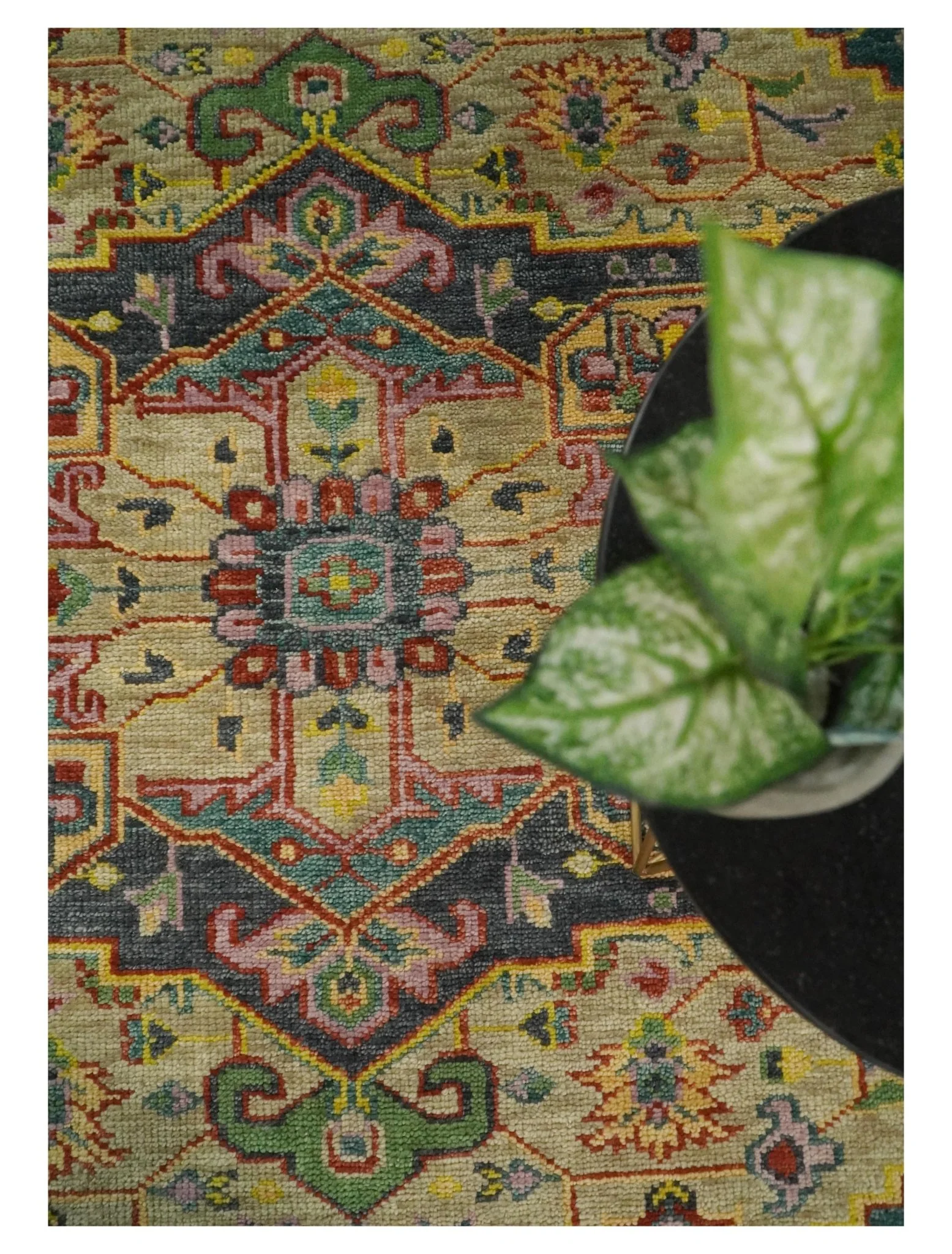Antique Moss Green and Pink Traditional Multi Size Wool Area Rug - Image 10