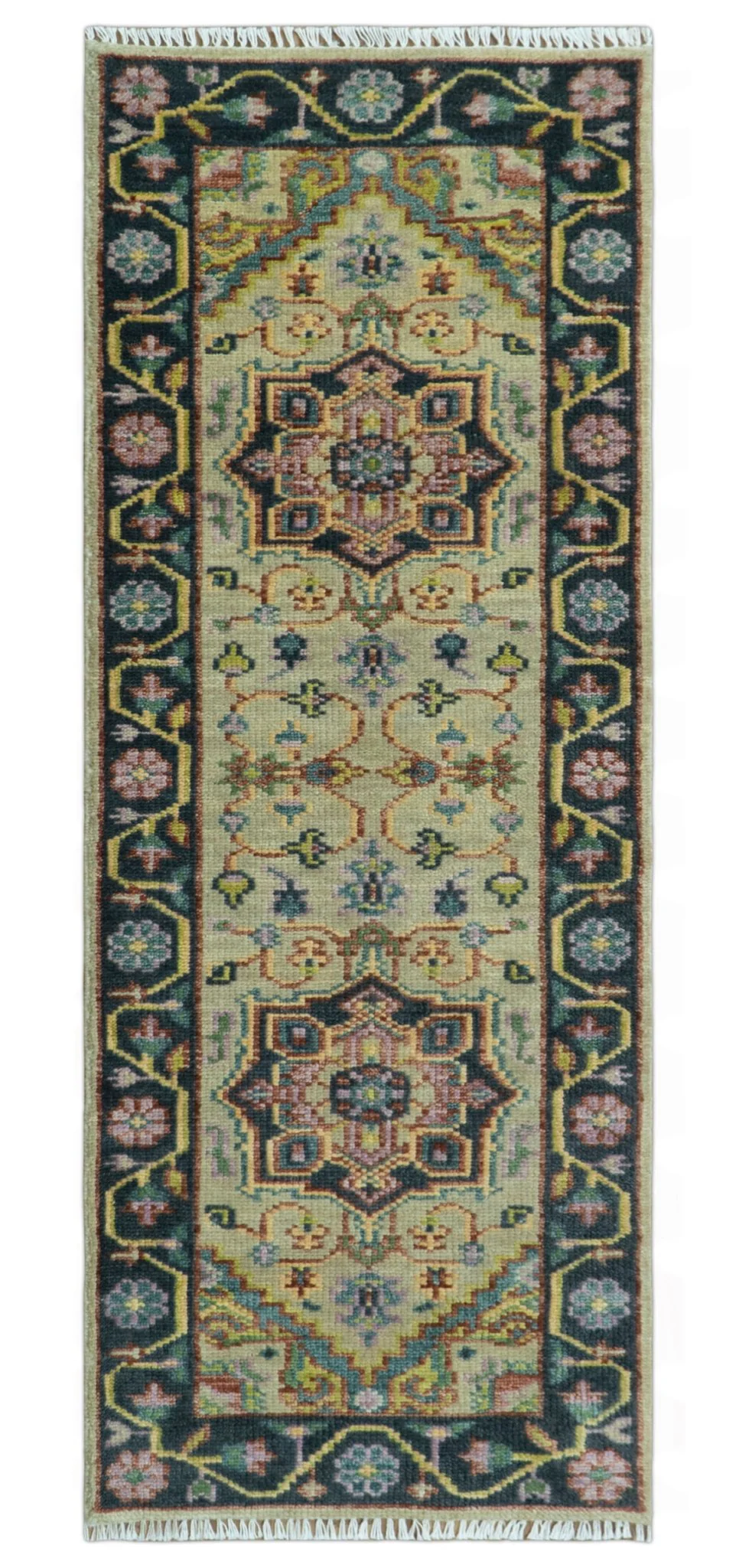 Antique Moss Green and Pink Traditional Multi Size Wool Area Rug - Image 12