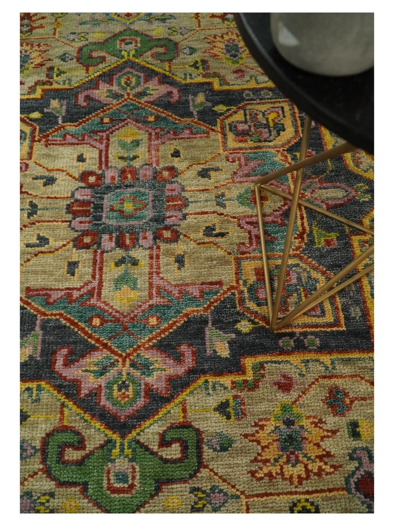 Antique Moss Green and Pink Traditional Multi Size Wool Area Rug - Image 2