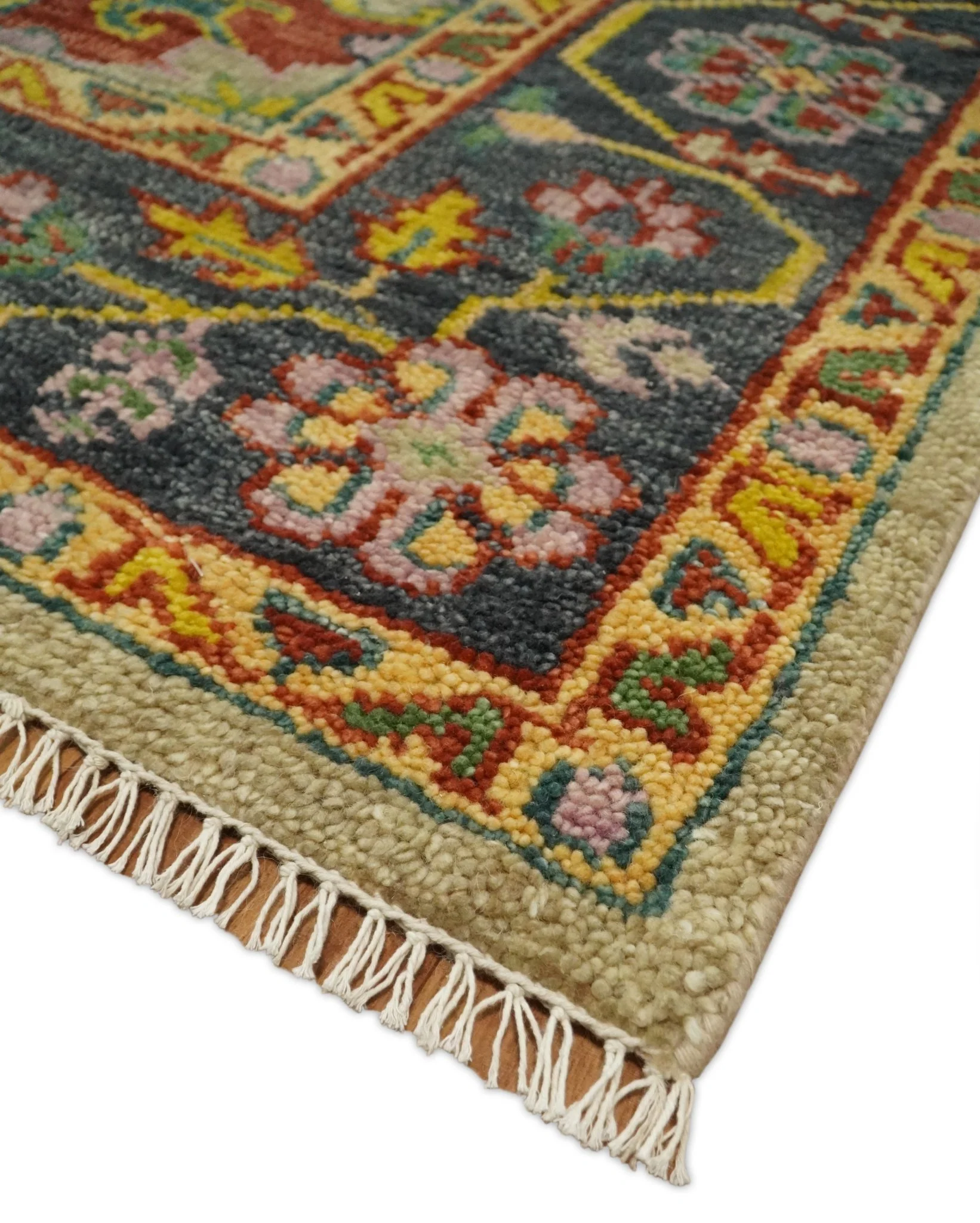 Antique Moss Green and Pink Traditional Multi Size Wool Area Rug - Image 4