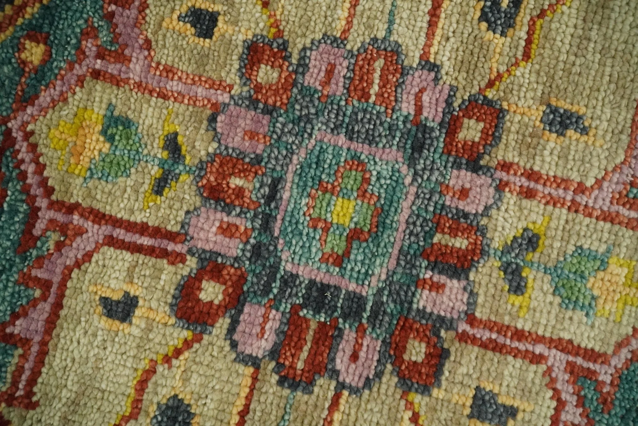 Antique Moss Green and Pink Traditional Multi Size Wool Area Rug - Image 7