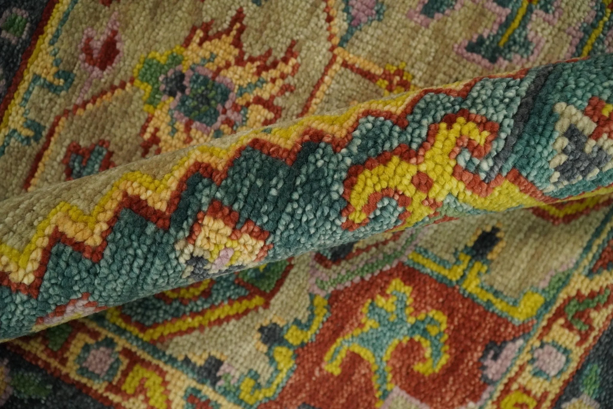Antique Moss Green and Pink Traditional Multi Size Wool Area Rug - Image 9