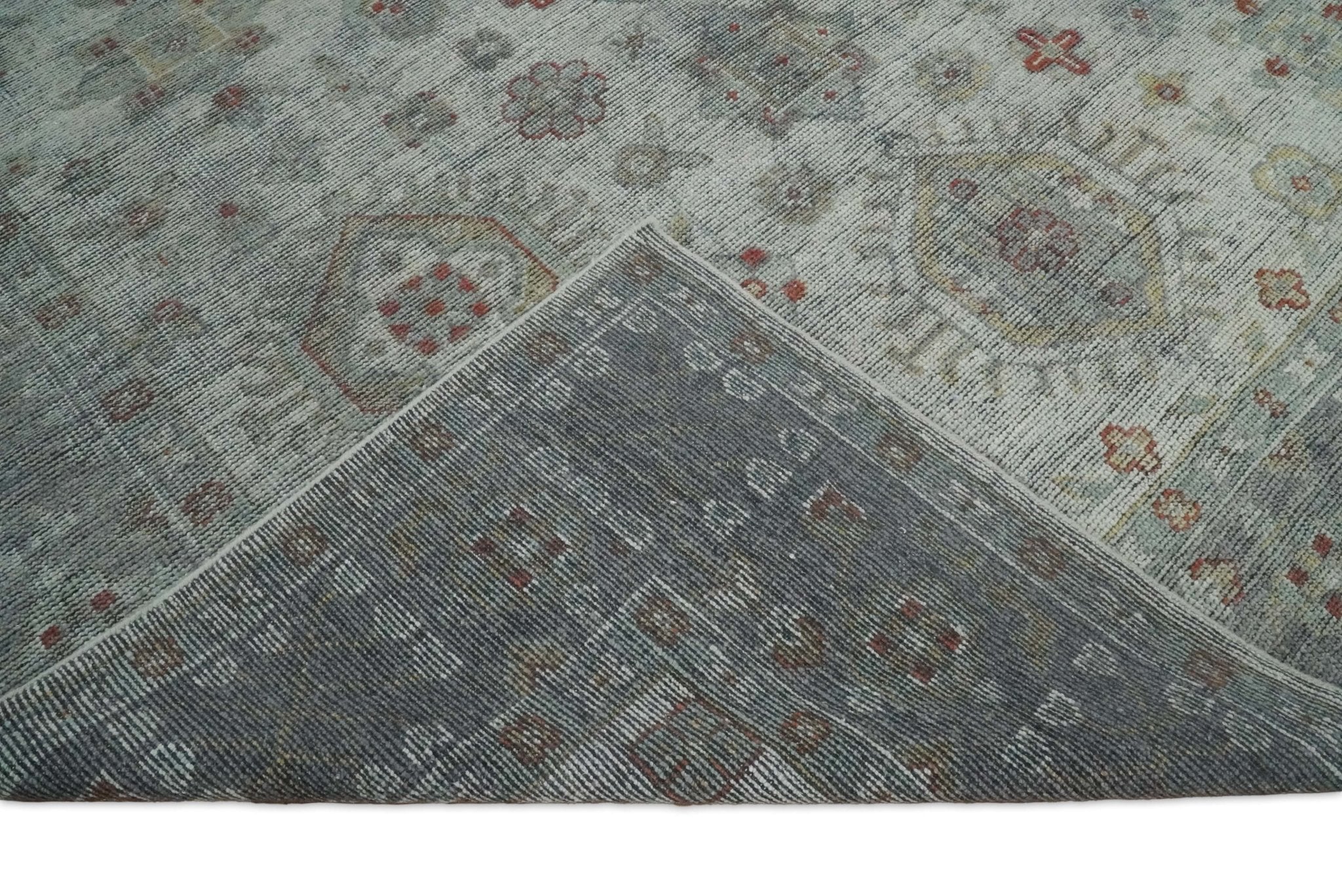 Vintage Distressed Hand Knotted Serapi Silver and Rust Traditional Antique Custom Made Area Rug - Image 8