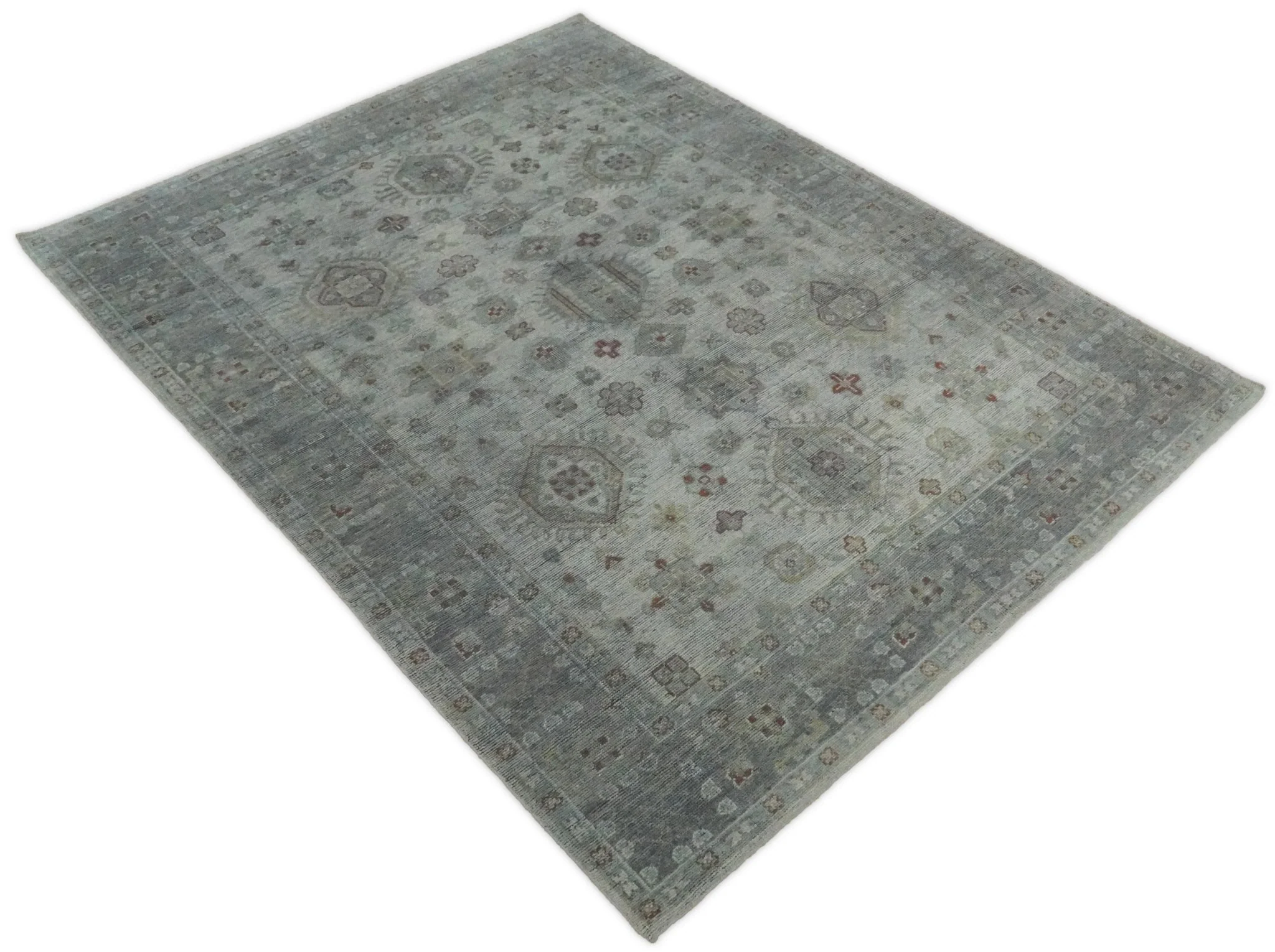 Vintage Distressed Hand Knotted Serapi Silver and Rust Traditional Antique Custom Made Area Rug - Image 9