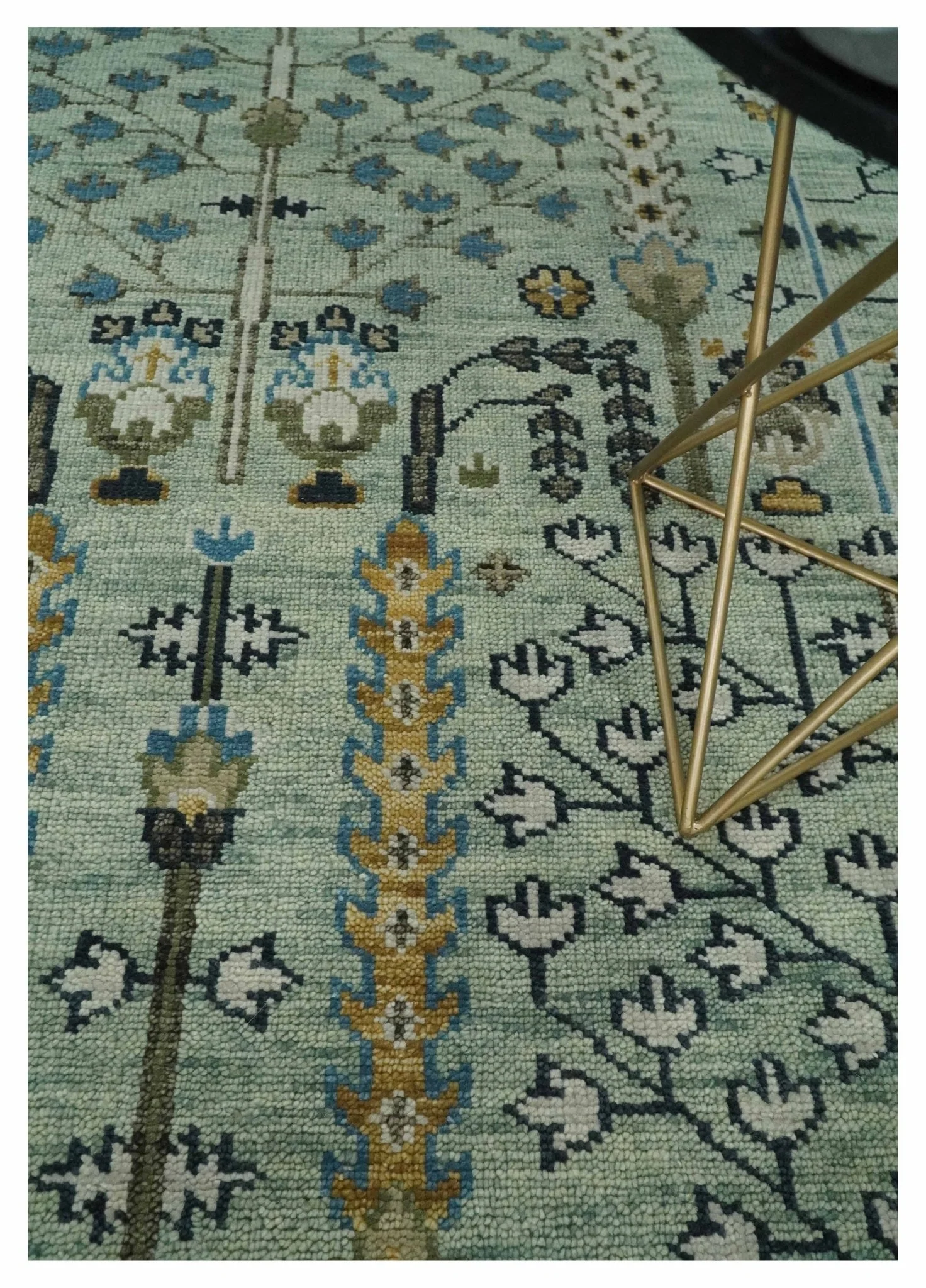 Moss Green and Ivory Multi Size Vintage Wool Hand Knotted Rug - Image 2