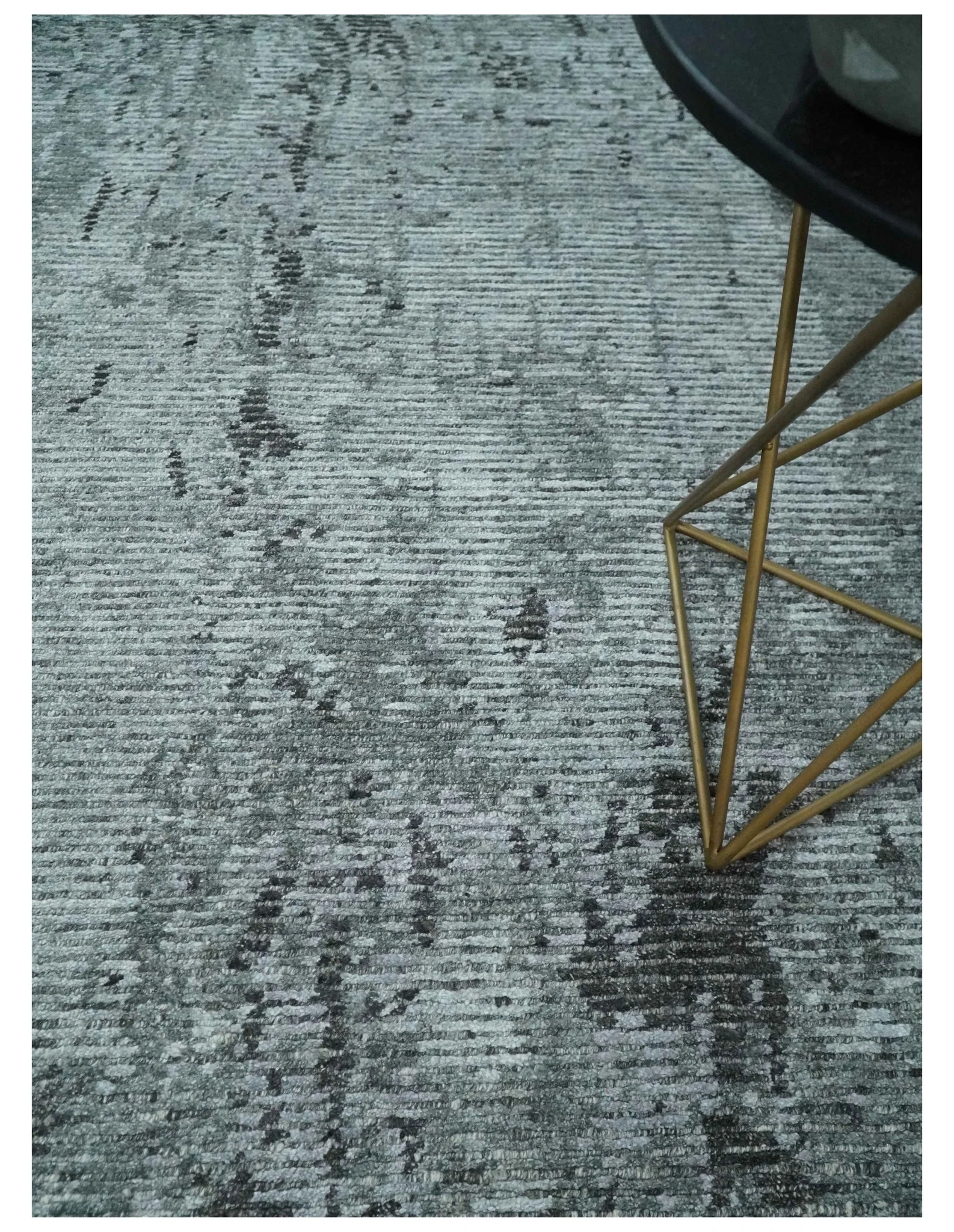 Silver and Charcoal Rug 8x10 Hand Woven Abstract Area Rug - Image 2