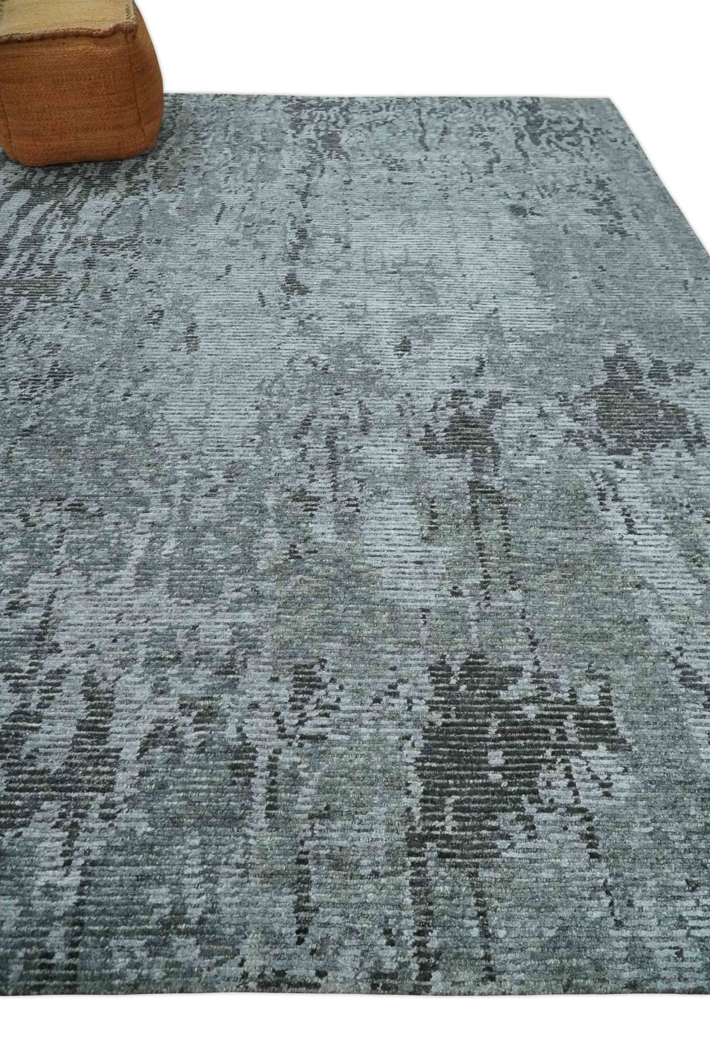 Silver and Charcoal Rug 8x10 Hand Woven Abstract Area Rug - Image 3