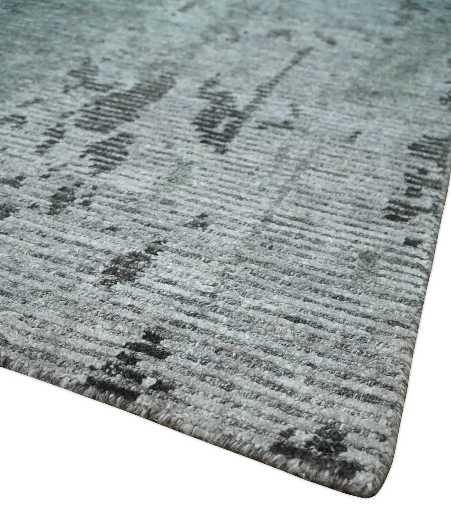 Silver and Charcoal Rug 8x10 Hand Woven Abstract Area Rug - Image 5