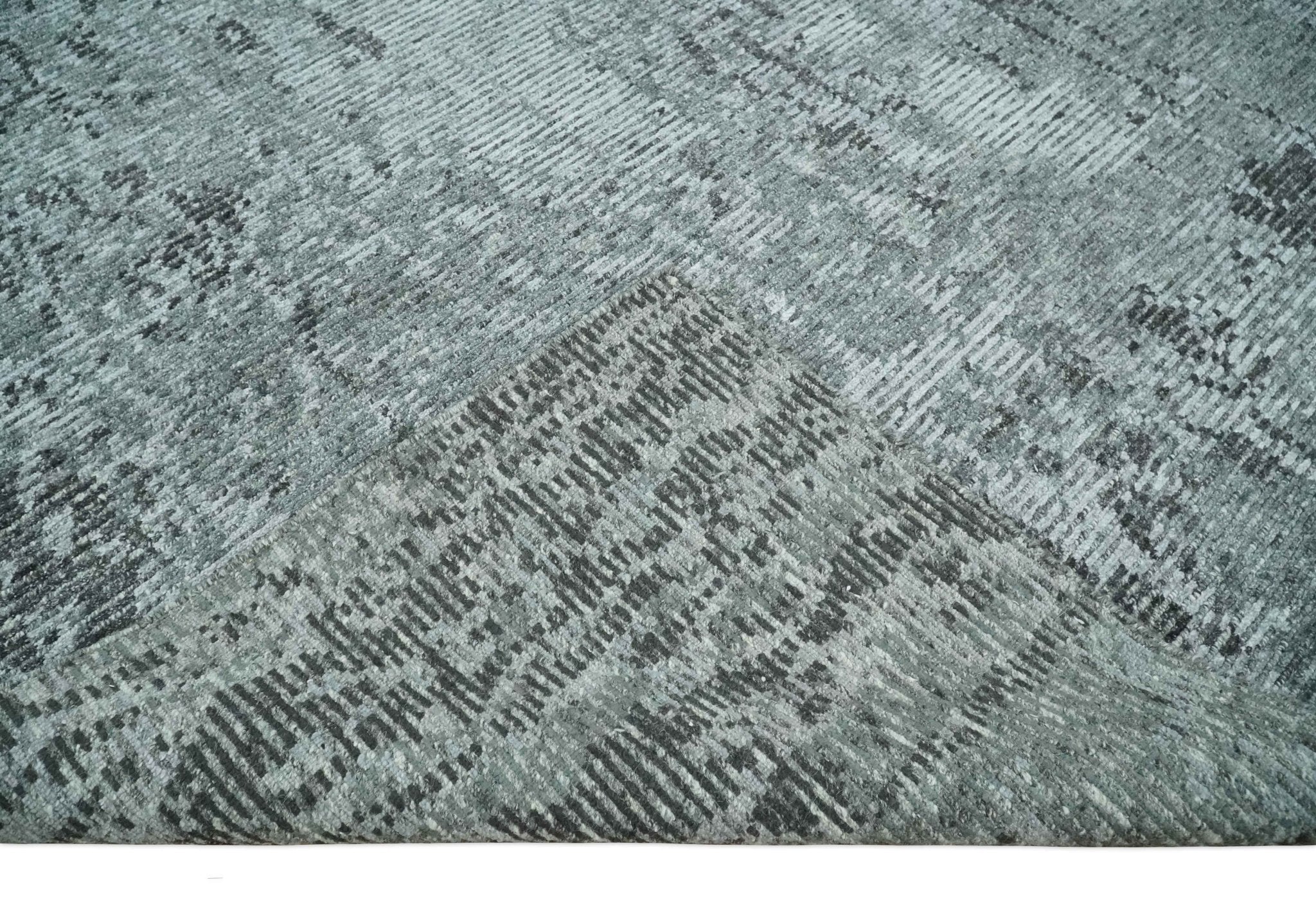 Silver and Charcoal Rug 8x10 Hand Woven Abstract Area Rug - Image 8