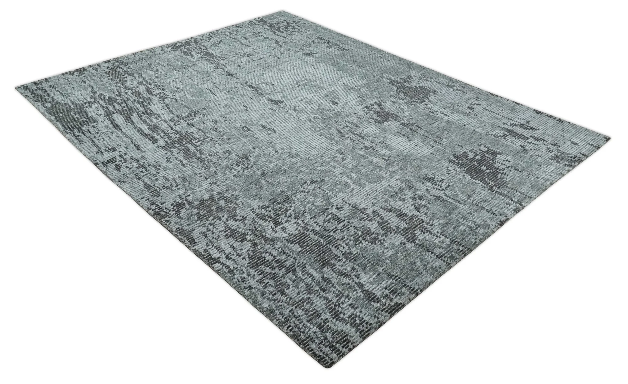 Silver and Charcoal Rug 8x10 Hand Woven Abstract Area Rug - Image 9
