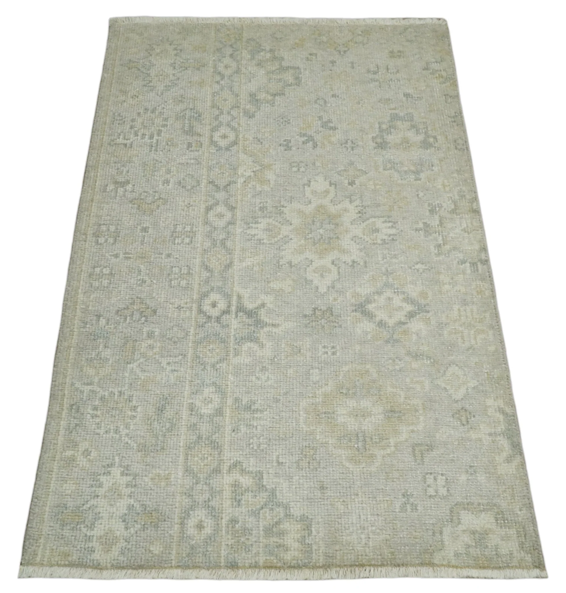 Antique Persian 2x3 Beige and Gray Hand Knotted Entryway Wool Area Rug | TRD3304823 - Image 3