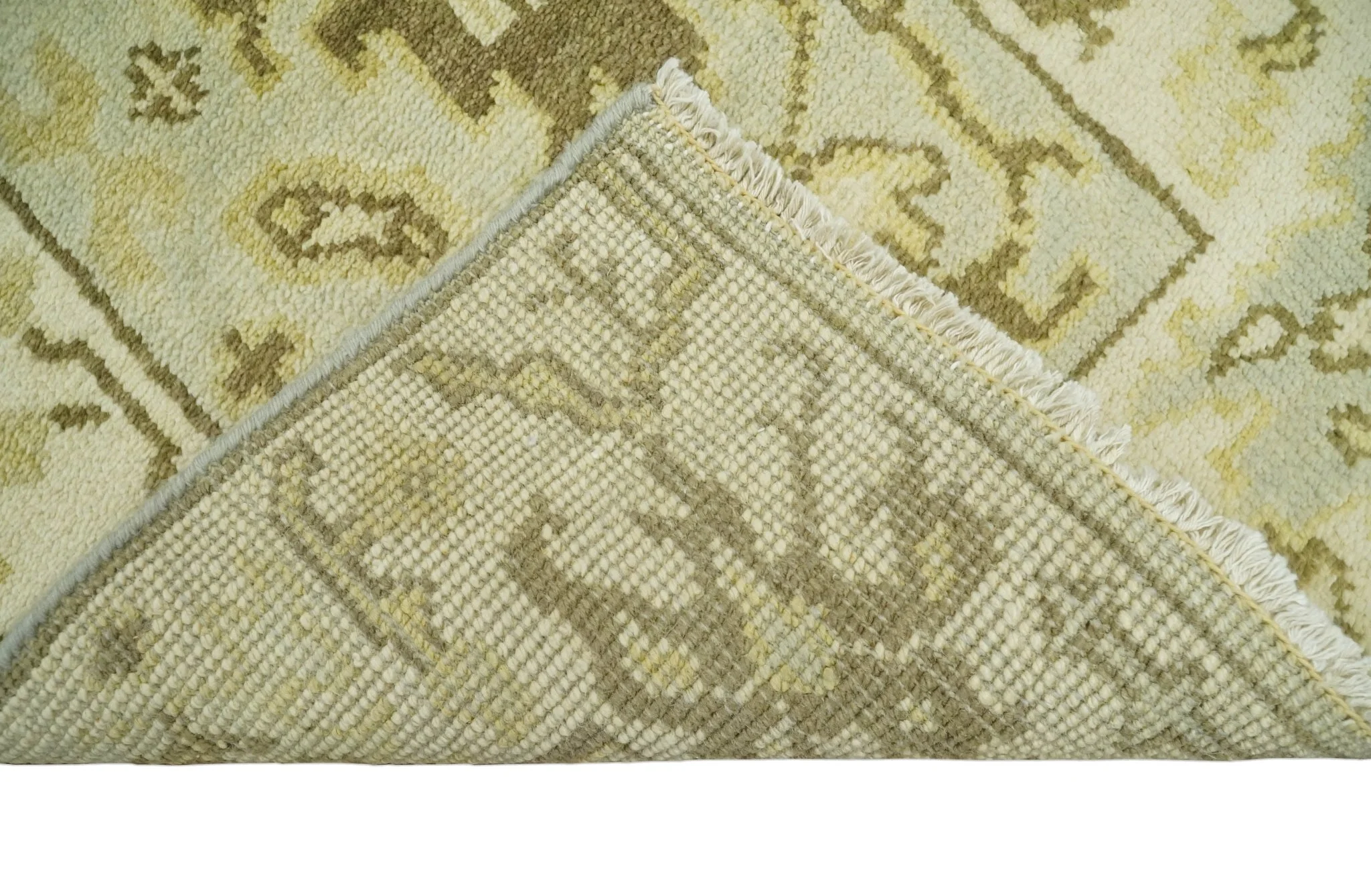 Antique Oushak 2x3 Beige and Brown Hand Knotted Entryway Wool Area Rug | TRD1925223 - Image 6