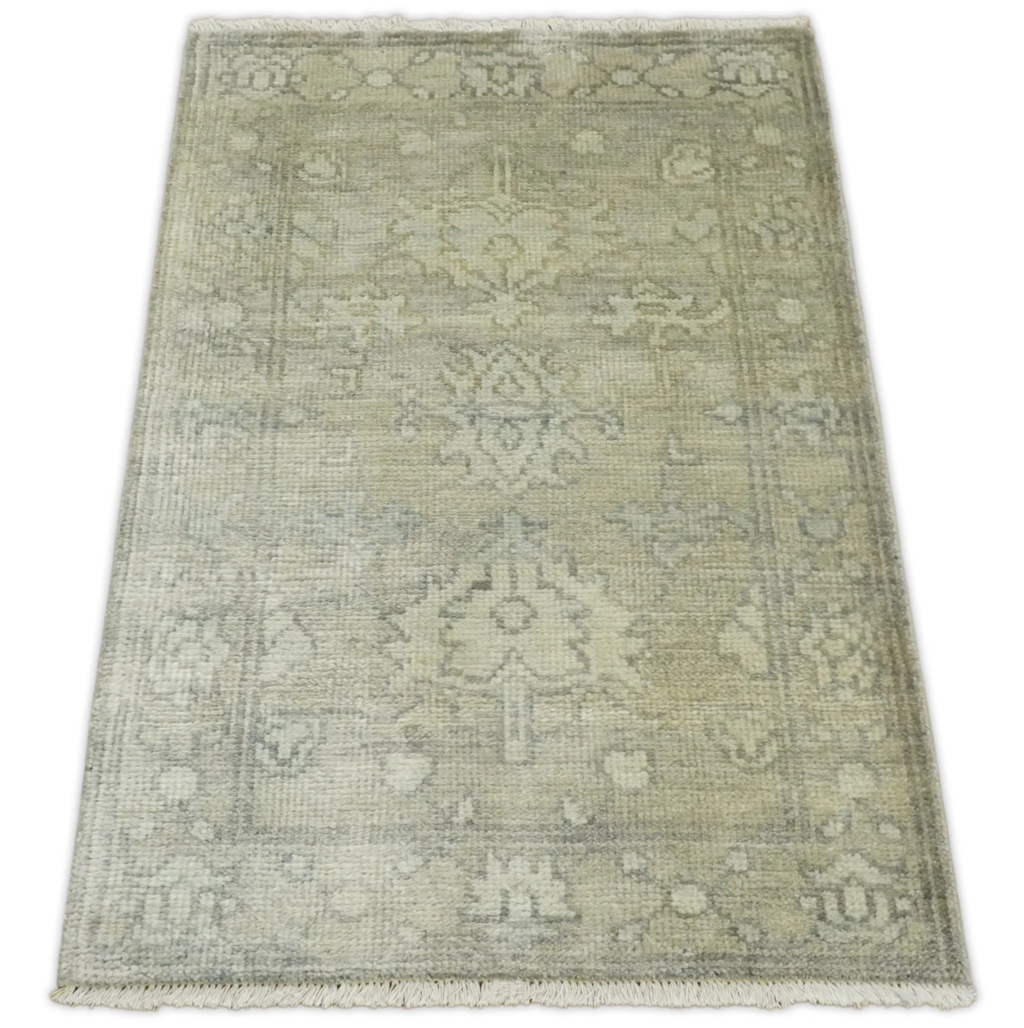 Antique Persian 2x3 Beige and Gray Hand Knotted Entryway Wool Area Rug | TRD2954723 - Image 4