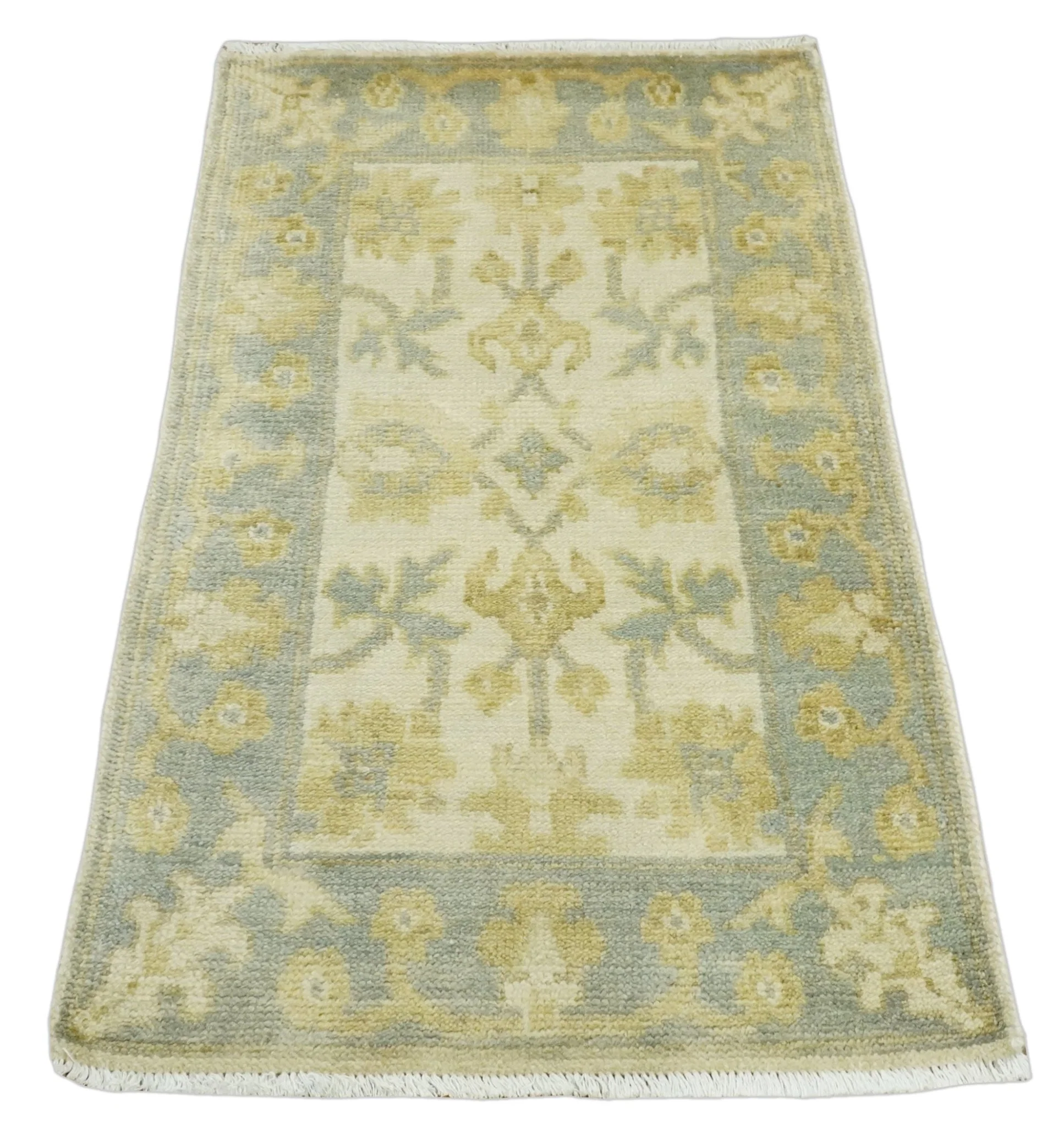 Antique Persian 2x3 Beige and Gray Hand Knotted Entryway Wool Area Rug | TRDWN123 - Image 3