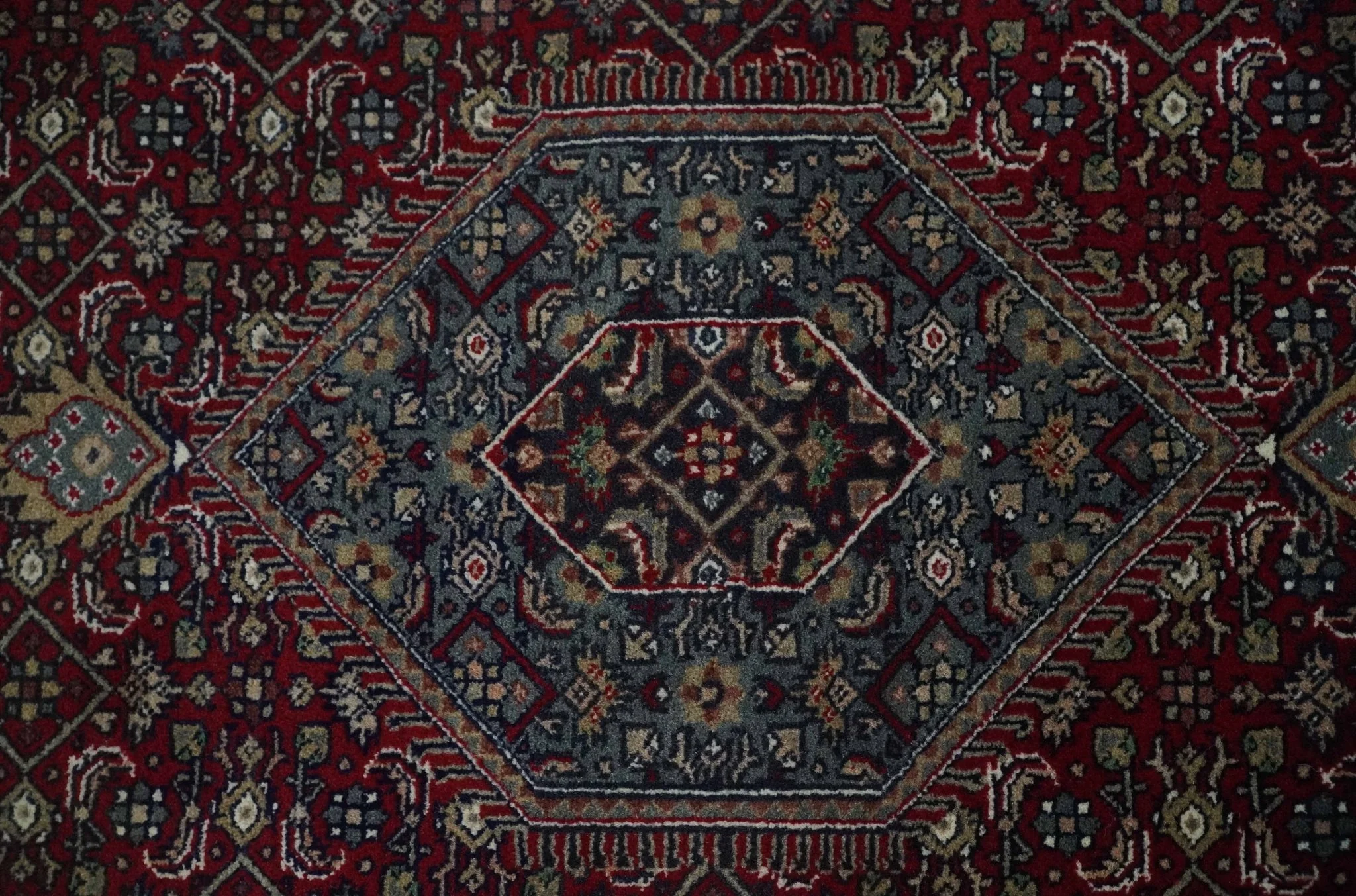 5x7 Antique Persian Hand Knotted Maroon, Black and Blue Traditional Medallion Wool Rug | KNT25 - Image 11