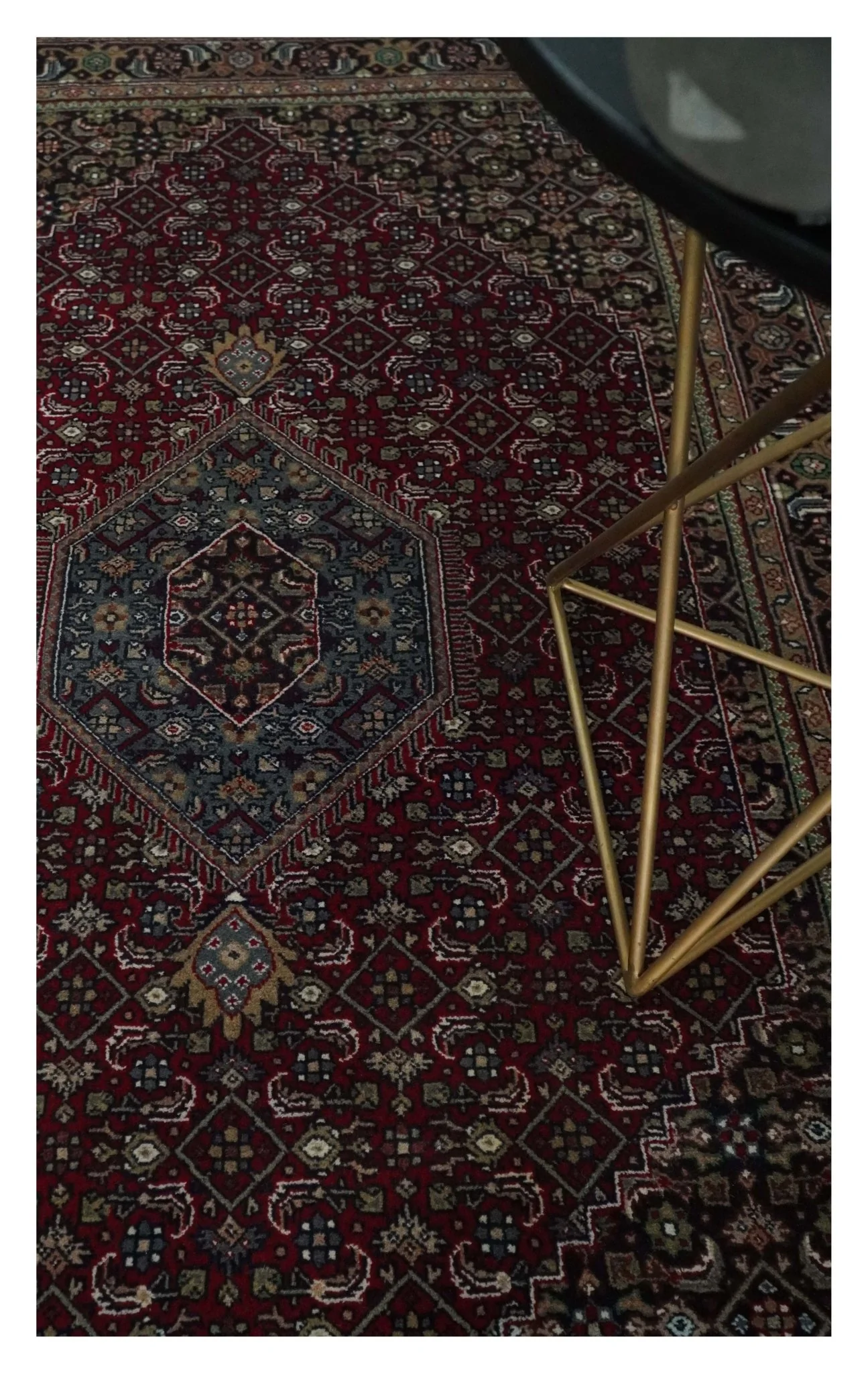5x7 Antique Persian Hand Knotted Maroon, Black and Blue Traditional Medallion Wool Rug | KNT25 - Image 2