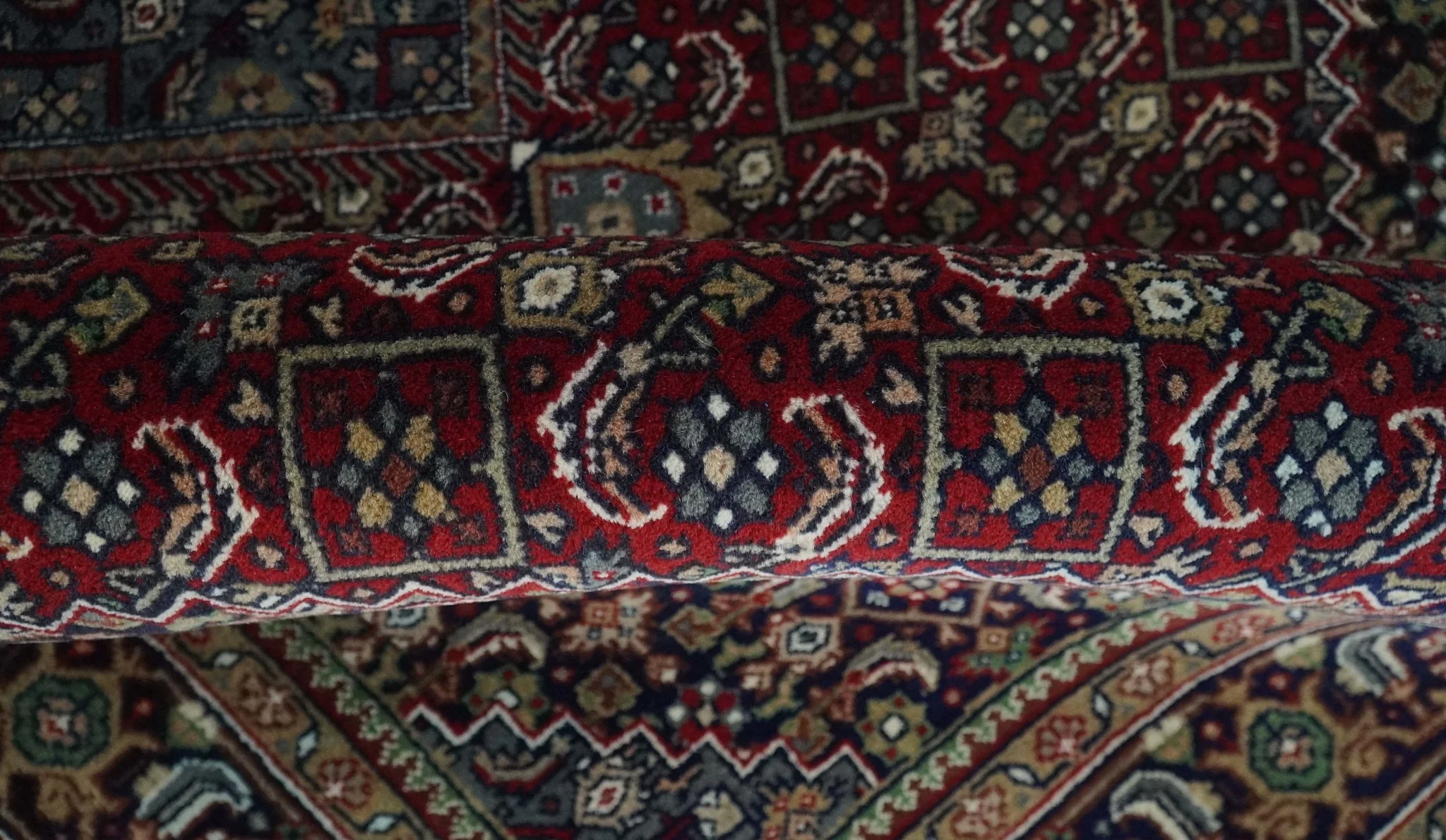 5x7 Antique Persian Hand Knotted Maroon, Black and Blue Traditional Medallion Wool Rug | KNT25 - Image 6