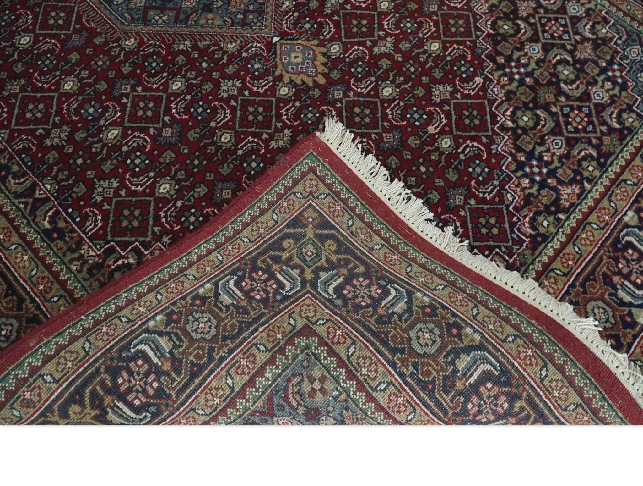 5x7 Antique Persian Hand Knotted Maroon, Black and Blue Traditional Medallion Wool Rug | KNT25 - Image 7
