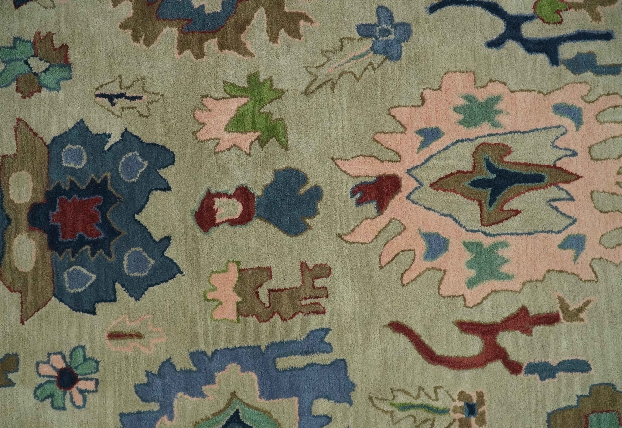 Hand Tufted Beige, Blue and Peach Traditional Oushak Custom Made wool Area Rug, Kids, Living Room and Bedroom Rug - Image 4
