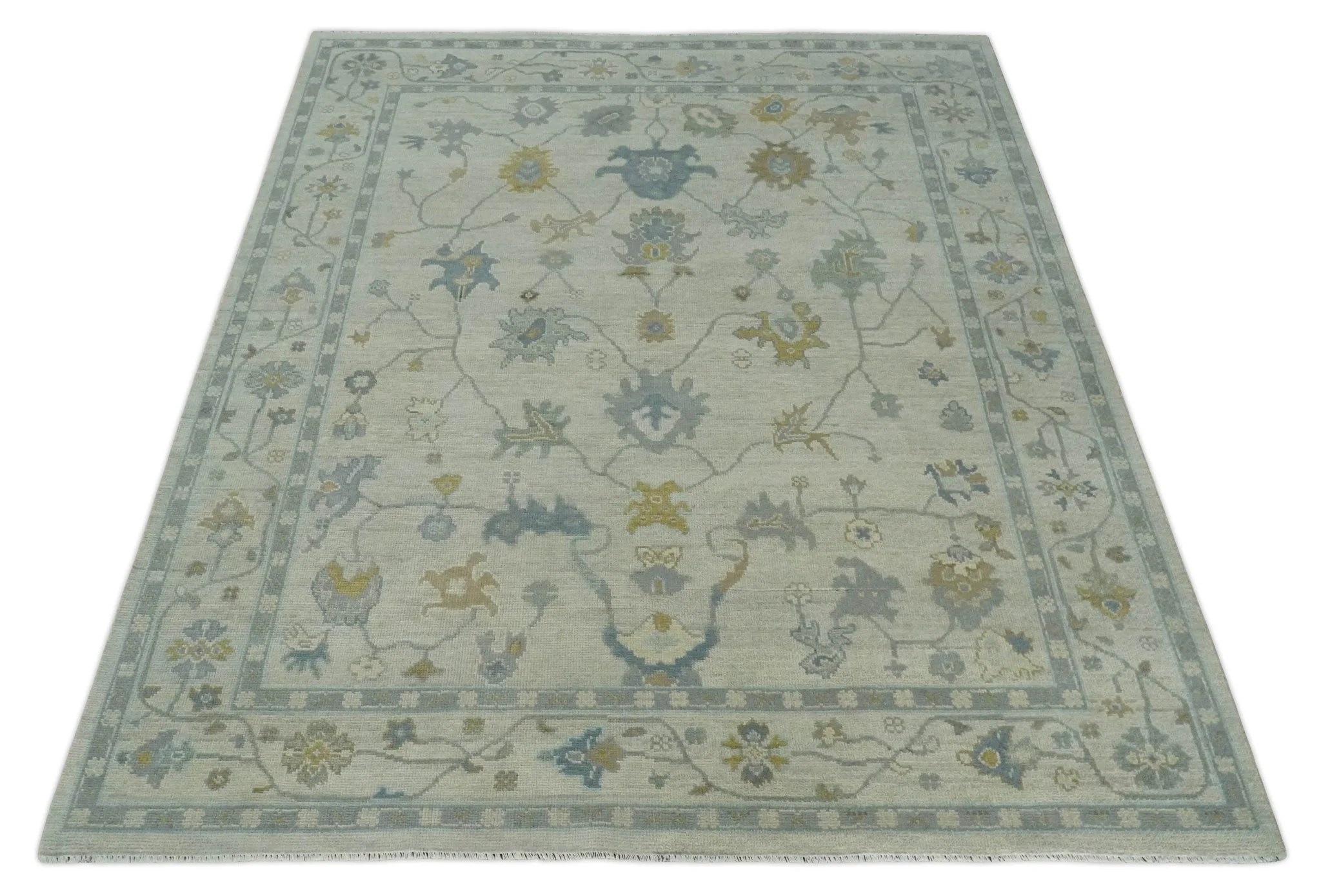Antique Silver Hand knotted Traditional Multi Size Oushak Wool area Rug - Image 10