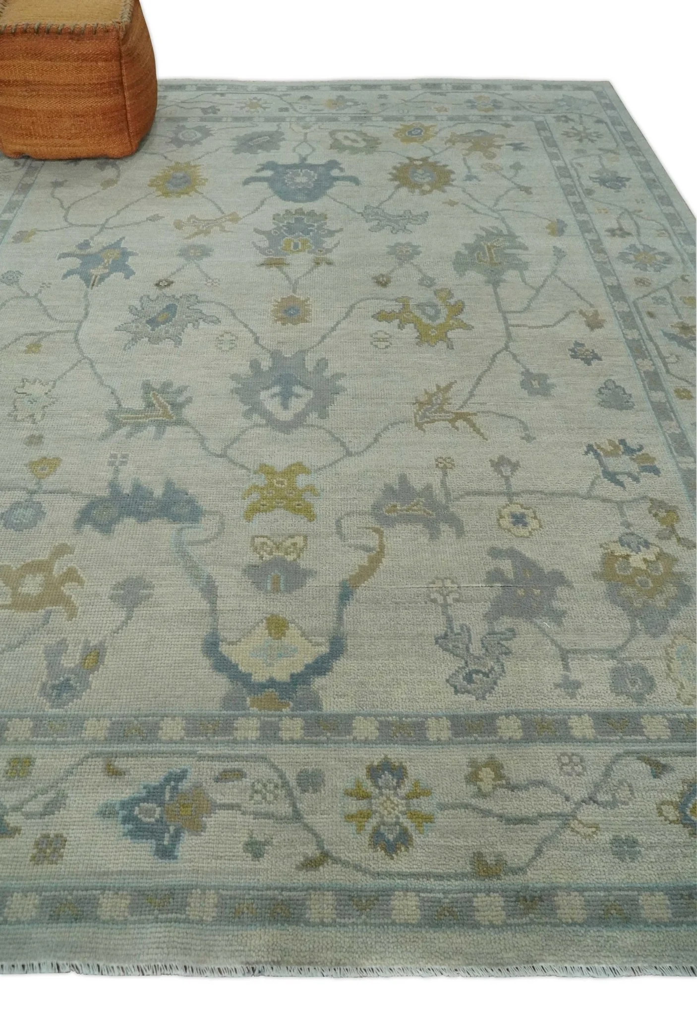 Antique Silver Hand knotted Traditional Multi Size Oushak Wool area Rug - Image 3