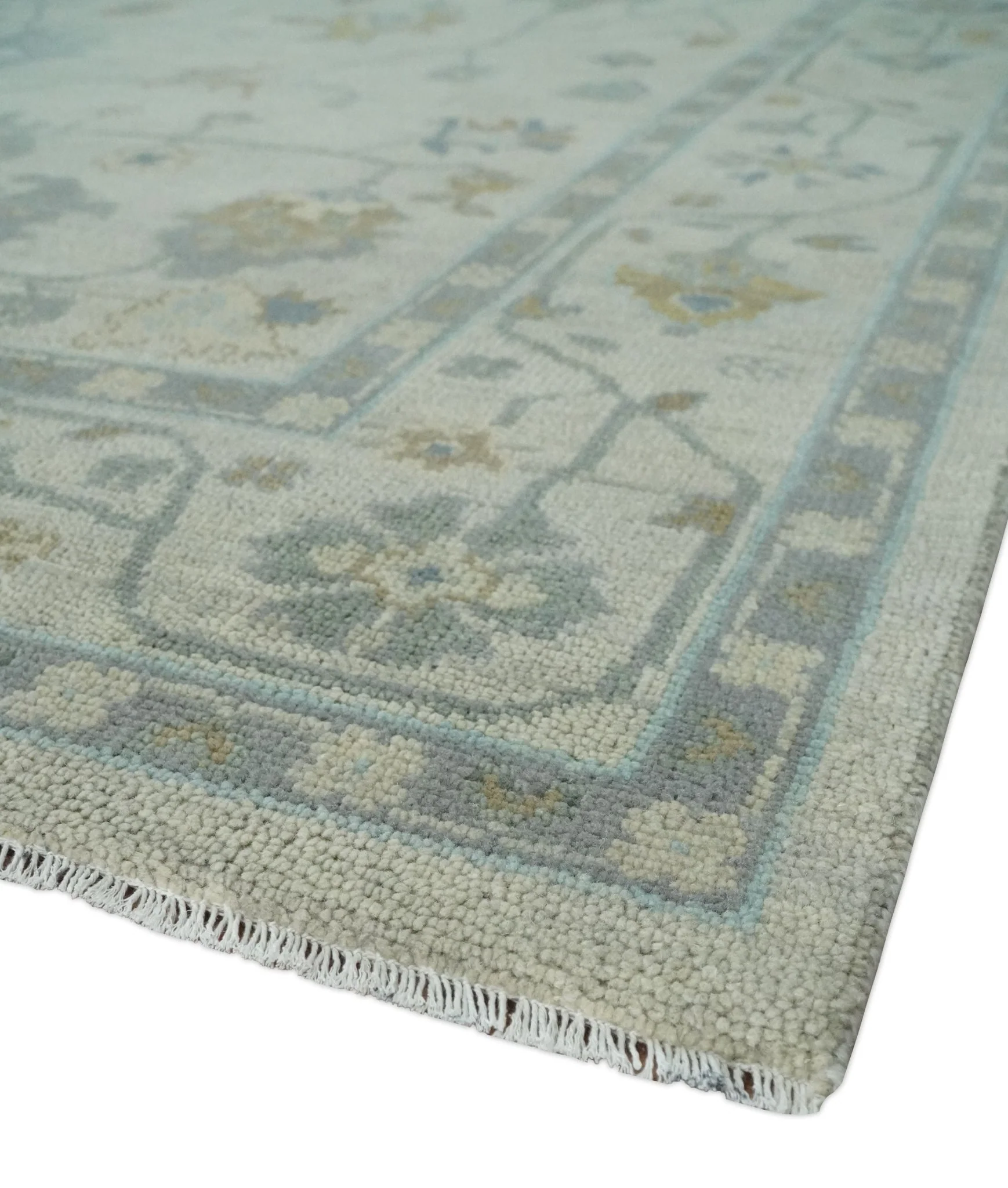 Antique Silver Hand knotted Traditional Multi Size Oushak Wool area Rug - Image 5