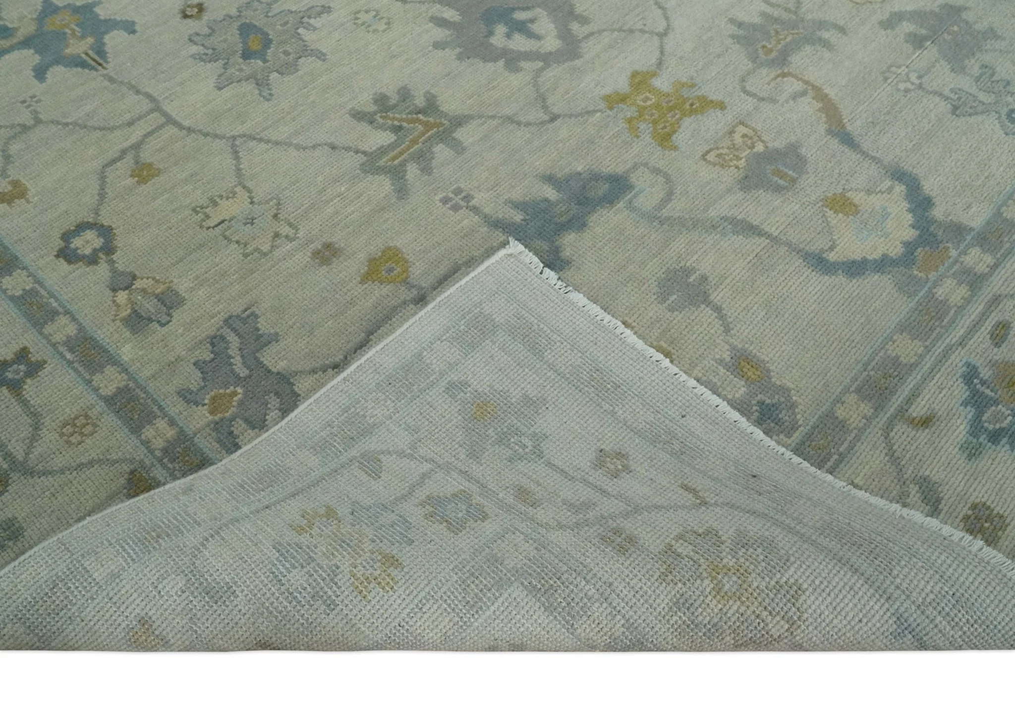 Antique Silver Hand knotted Traditional Multi Size Oushak Wool area Rug - Image 7
